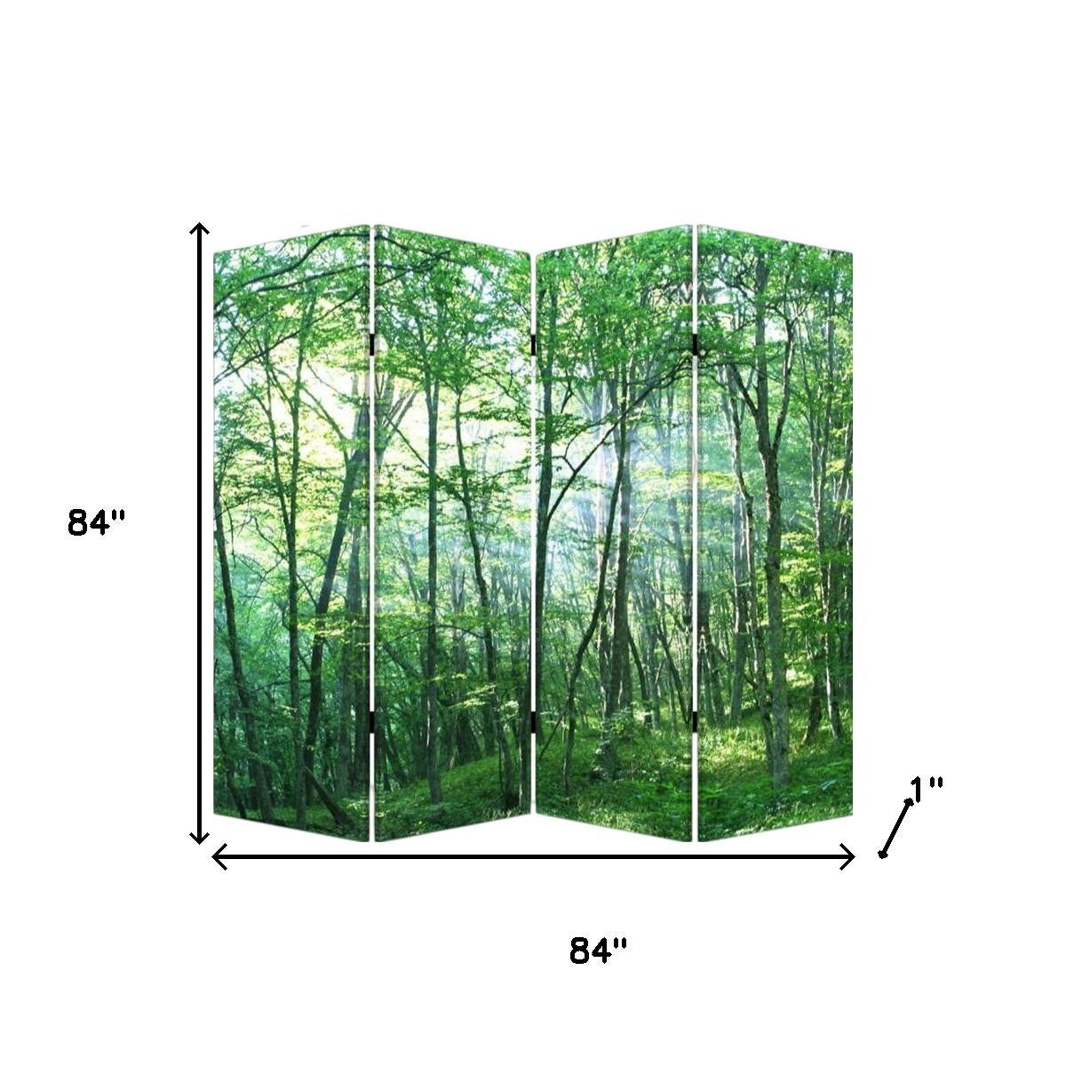 84" X 84" Multi Color Wood Canvas Prolific Forrest Screen-Room Dividers-DECOROLALA