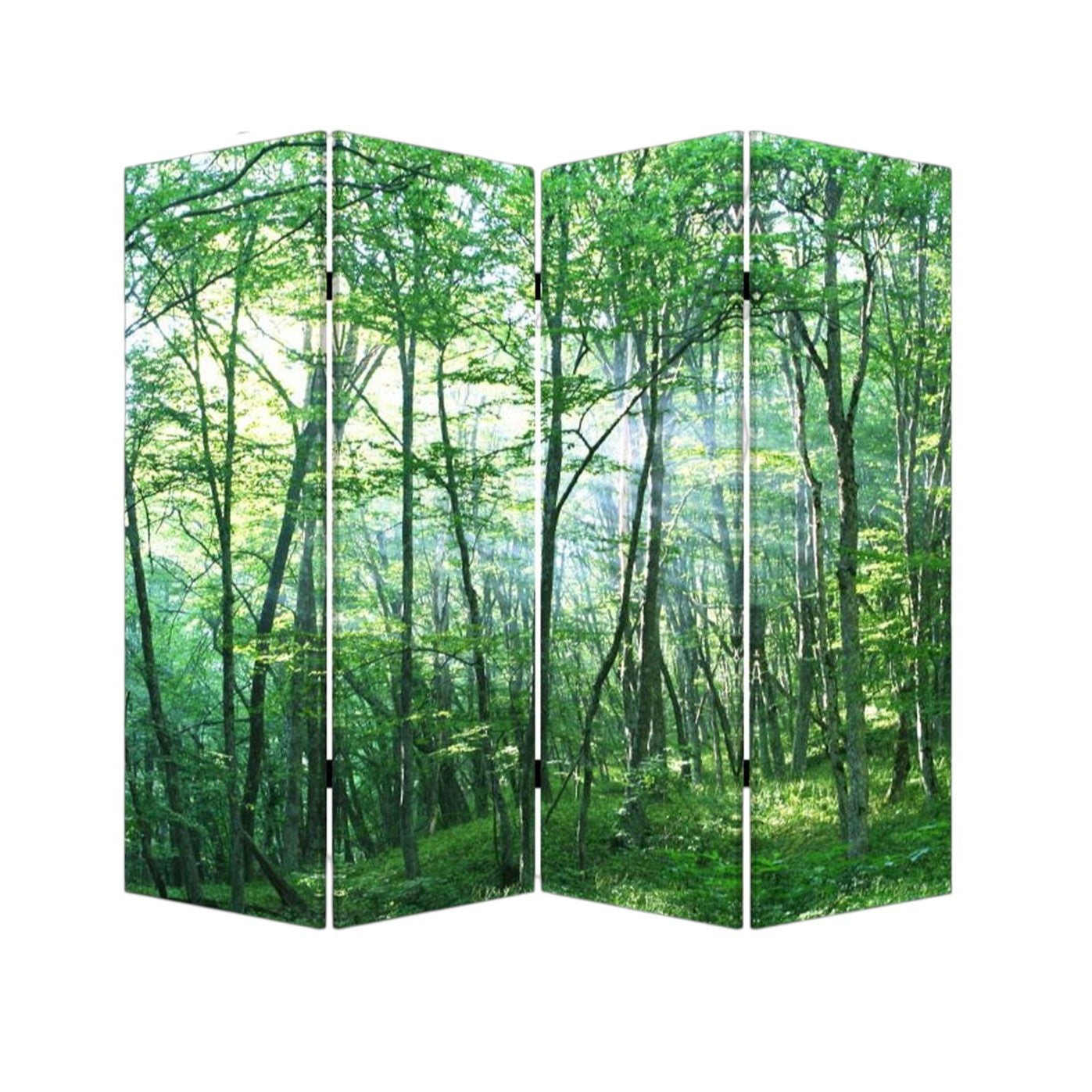 84" X 84" Multi Color Wood Canvas Prolific Forrest Screen-Room Dividers-DECOROLALA