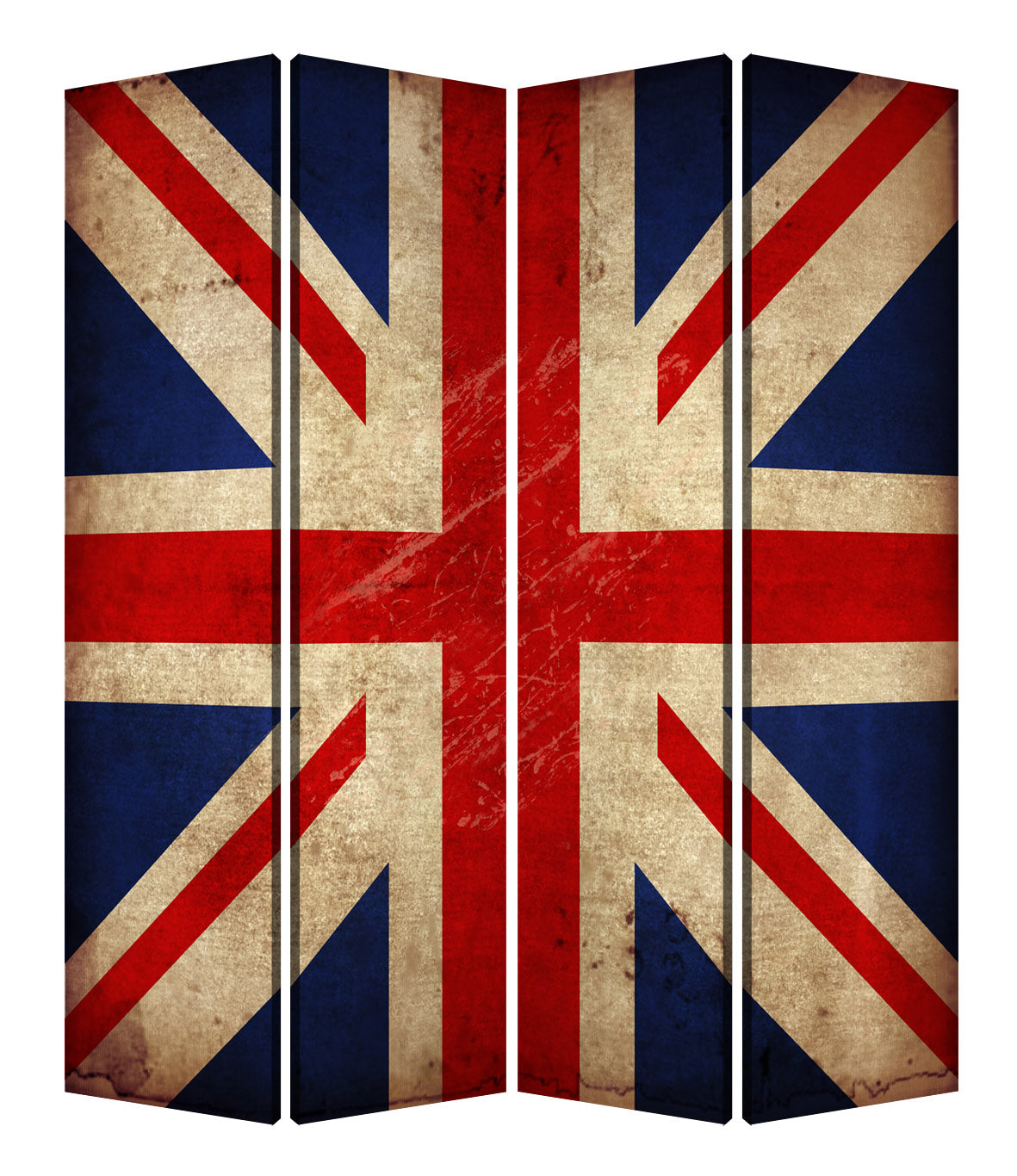 84 X 84 Multi Color Wood Canvas Union Jack Screen-Room Dividers-DECOROLALA