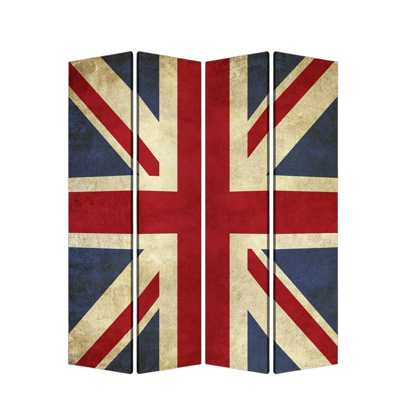 84 X 84 Multi Color Wood Canvas Union Jack Screen-Room Dividers-DECOROLALA