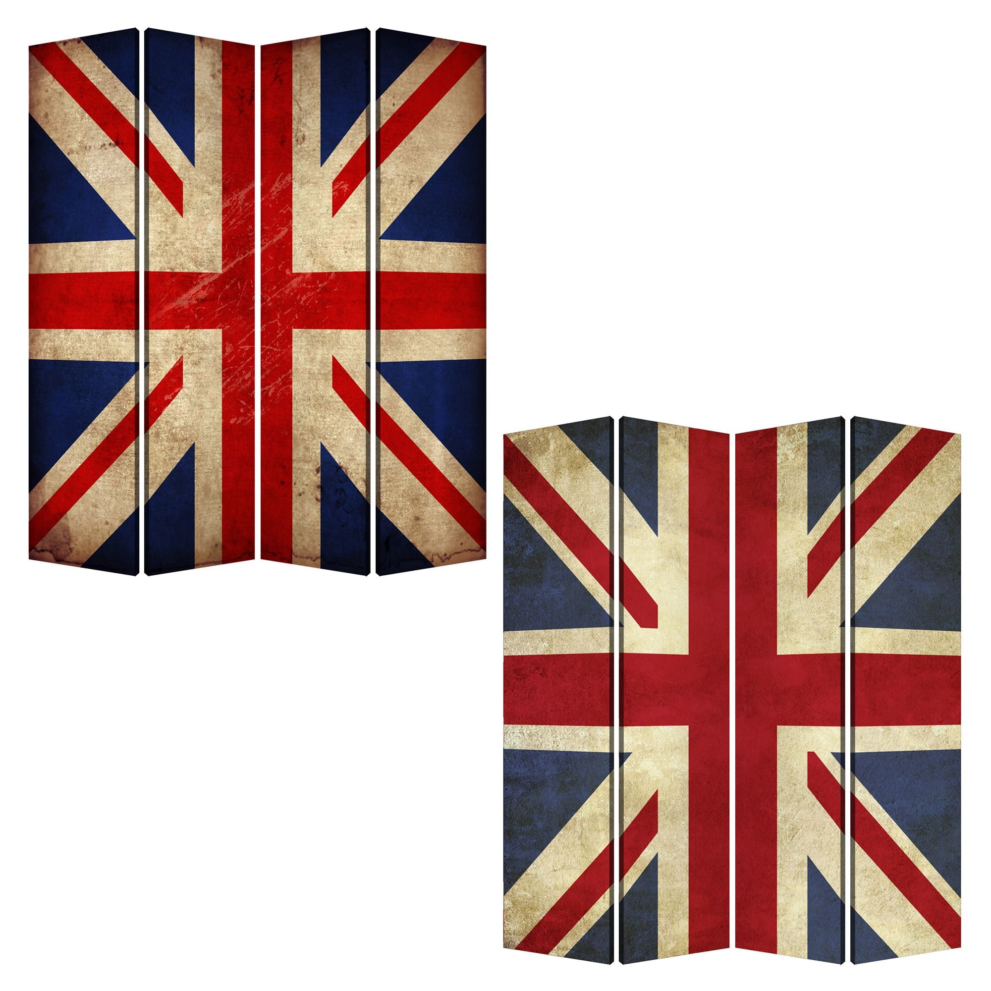 84 X 84 Multi Color Wood Canvas Union Jack Screen-Room Dividers-DECOROLALA