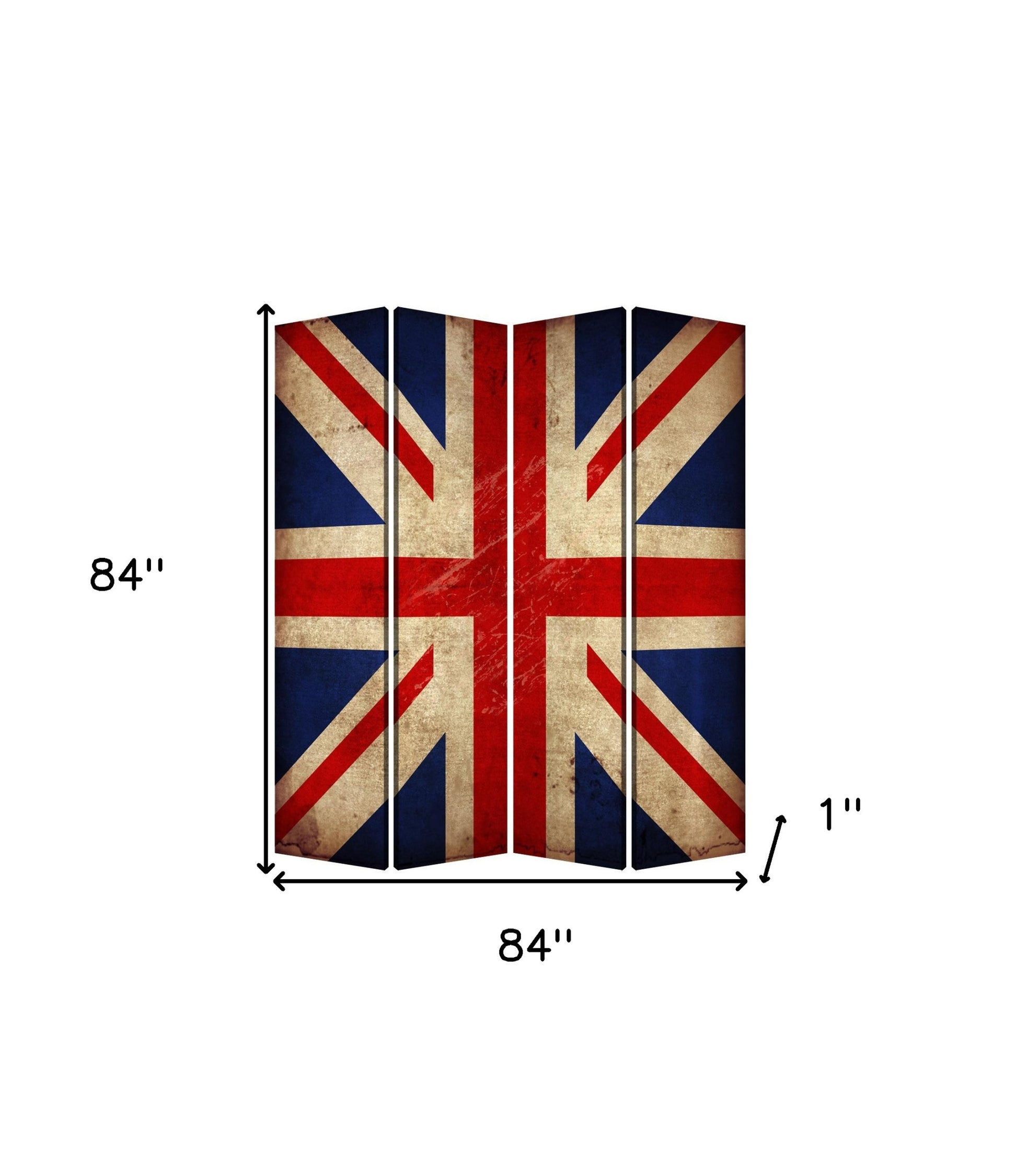 84 X 84 Multi Color Wood Canvas Union Jack Screen-Room Dividers-DECOROLALA