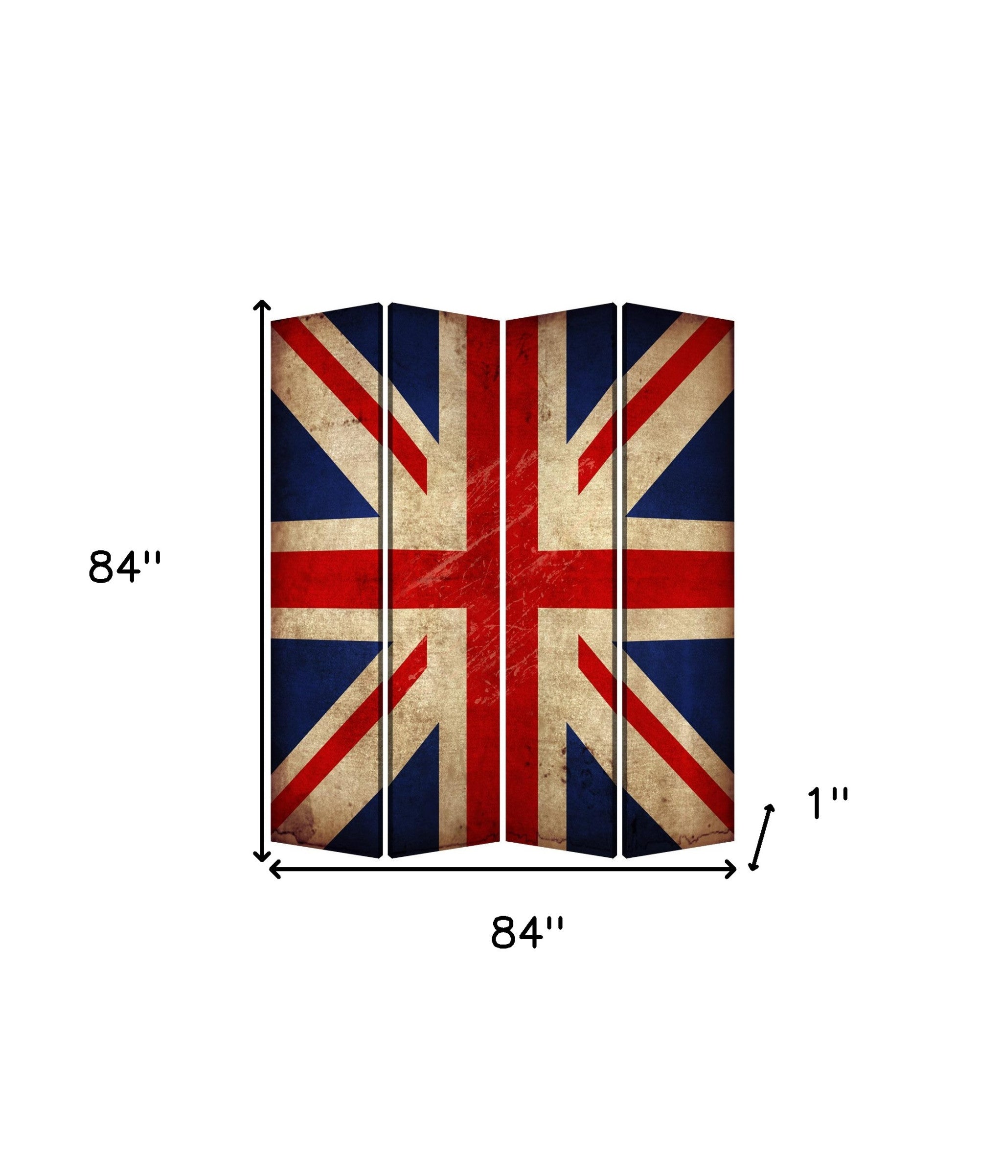 84 X 84 Multi Color Wood Canvas Union Jack Screen-Room Dividers-DECOROLALA
