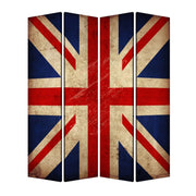 84 X 84 Multi Color Wood Canvas Union Jack Screen-Room Dividers-DECOROLALA