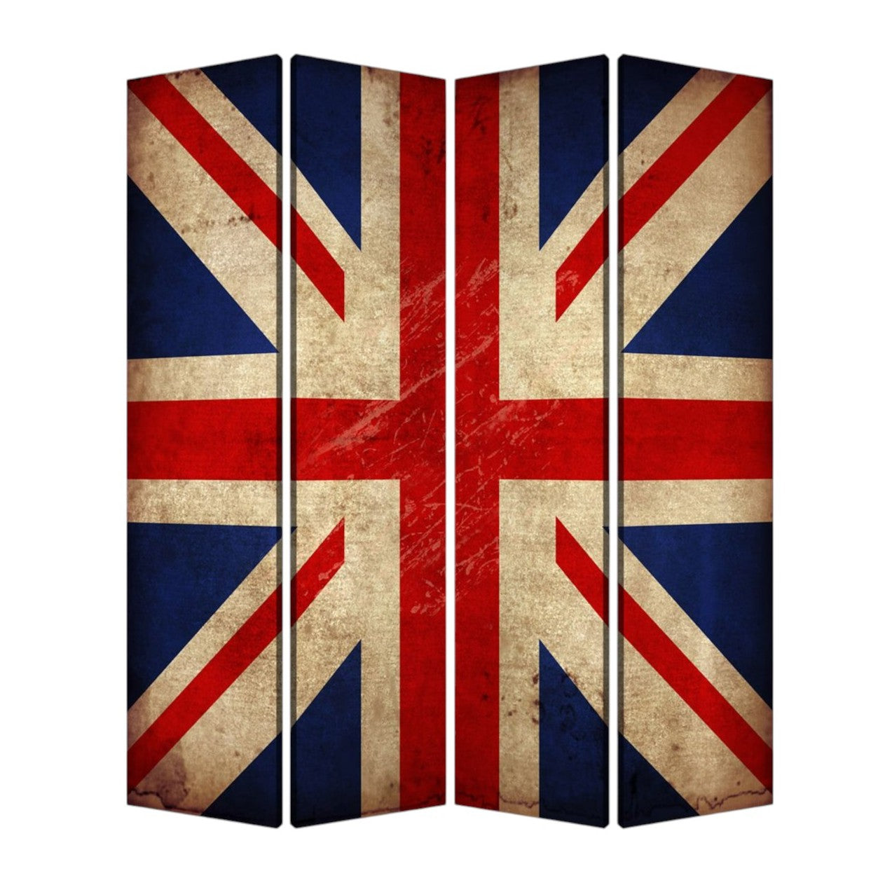 84 X 84 Multi Color Wood Canvas Union Jack Screen-Room Dividers-DECOROLALA