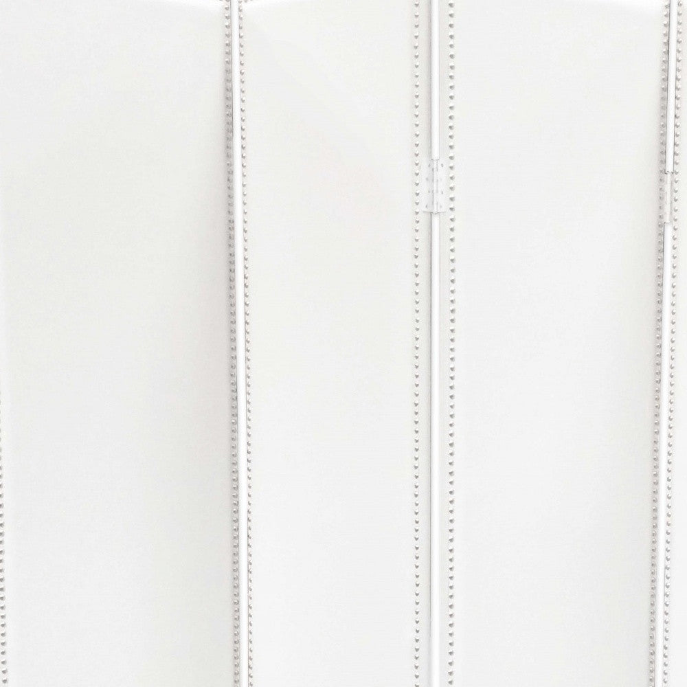 84 X 84 White Faux Leather Screen-Room Dividers-DECOROLALA