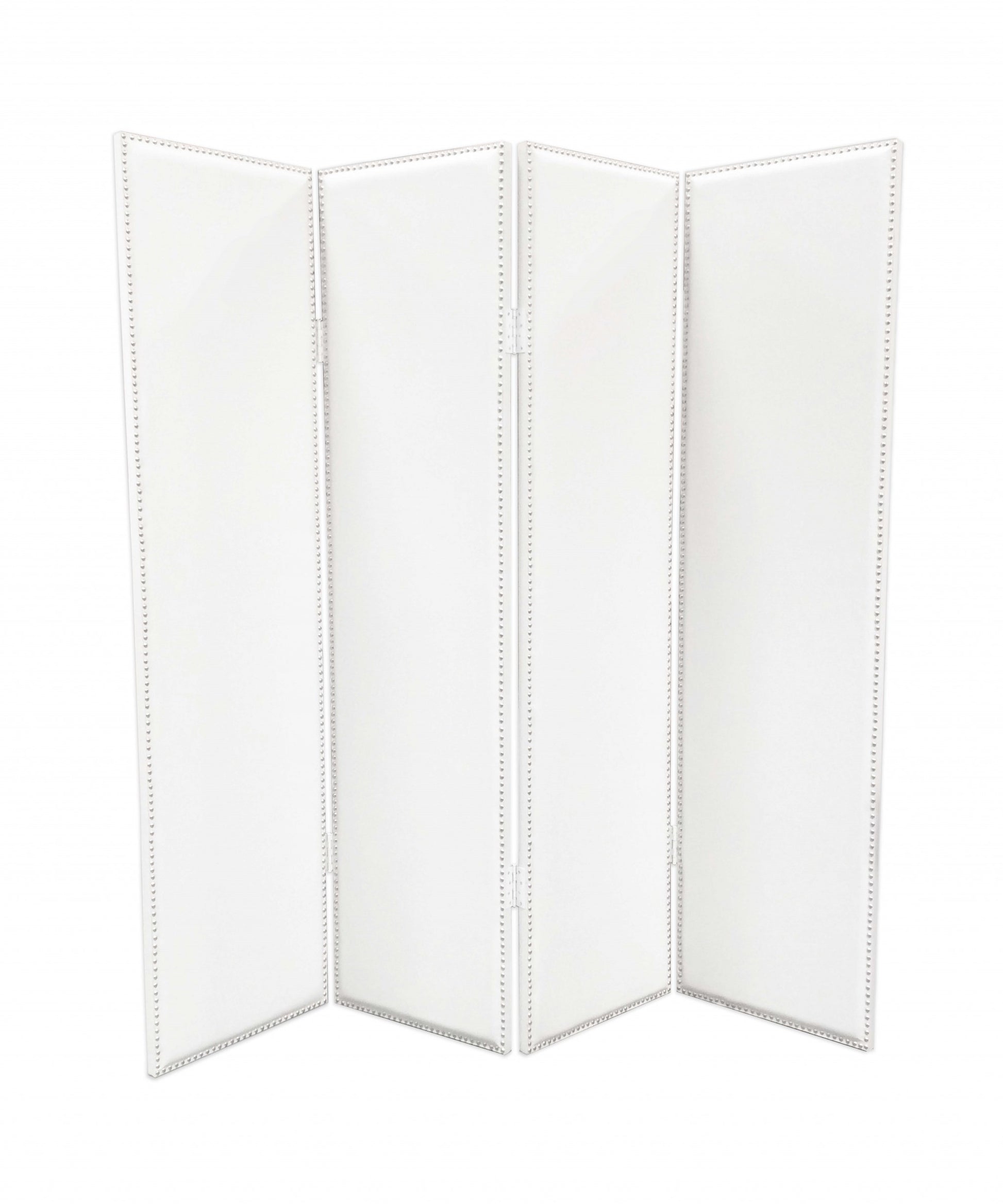 84 X 84 White Faux Leather Screen-Room Dividers-DECOROLALA