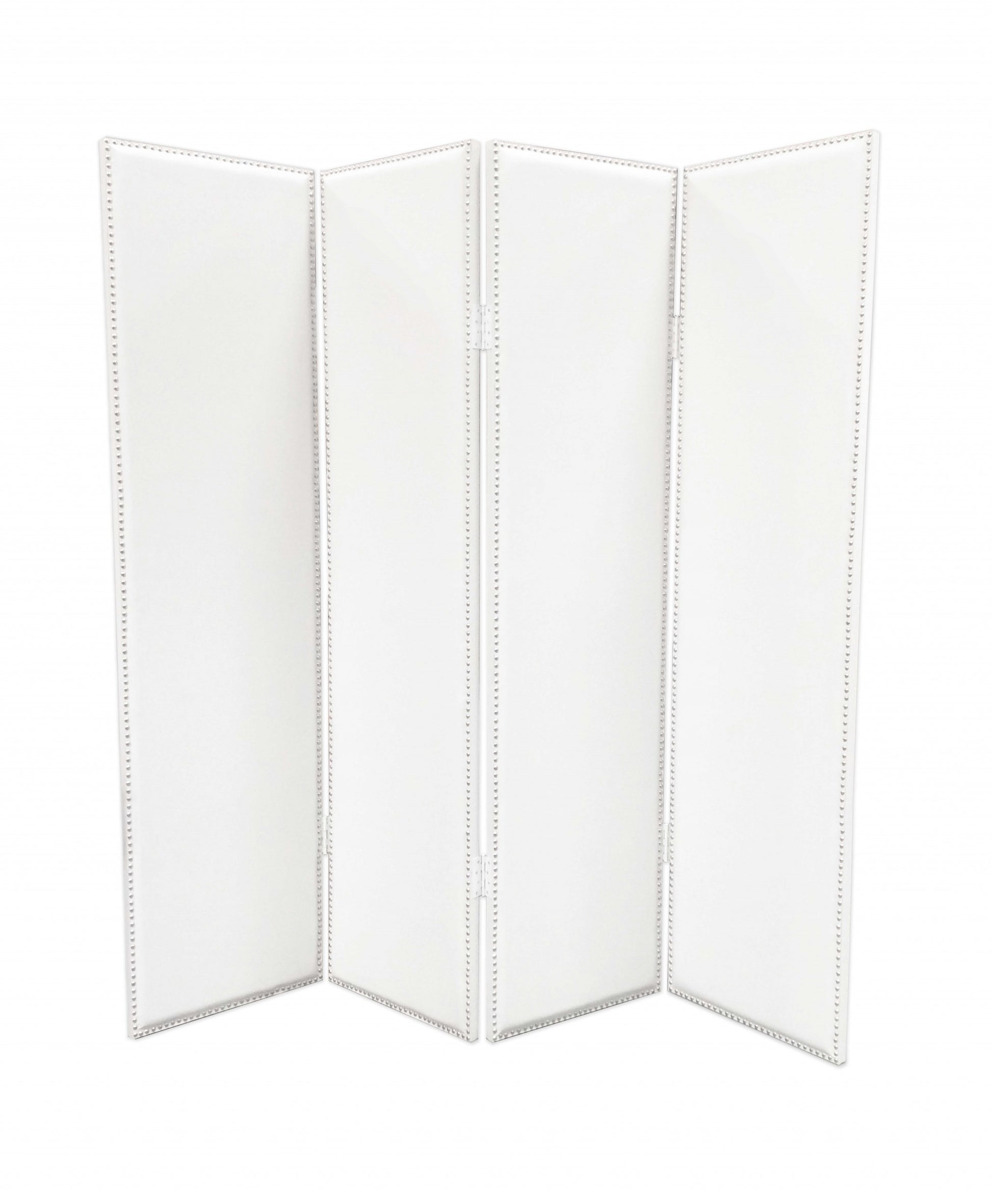 84 X 84 White Faux Leather Screen-Room Dividers-DECOROLALA