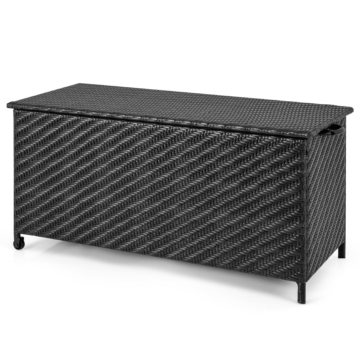 85 Gallon Outdoor Storage Box with Removable Liner and Universal Wheels-Black-Sheds & Outdoor Storage-DECOROLALA