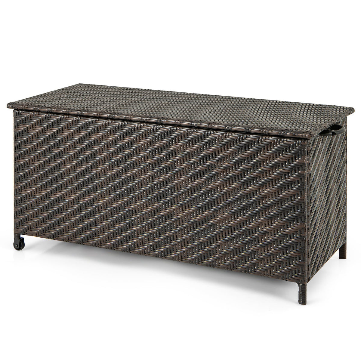85 Gallon Outdoor Storage Box with Removable Liner and Universal Wheels-Brown-Sheds & Outdoor Storage-DECOROLALA