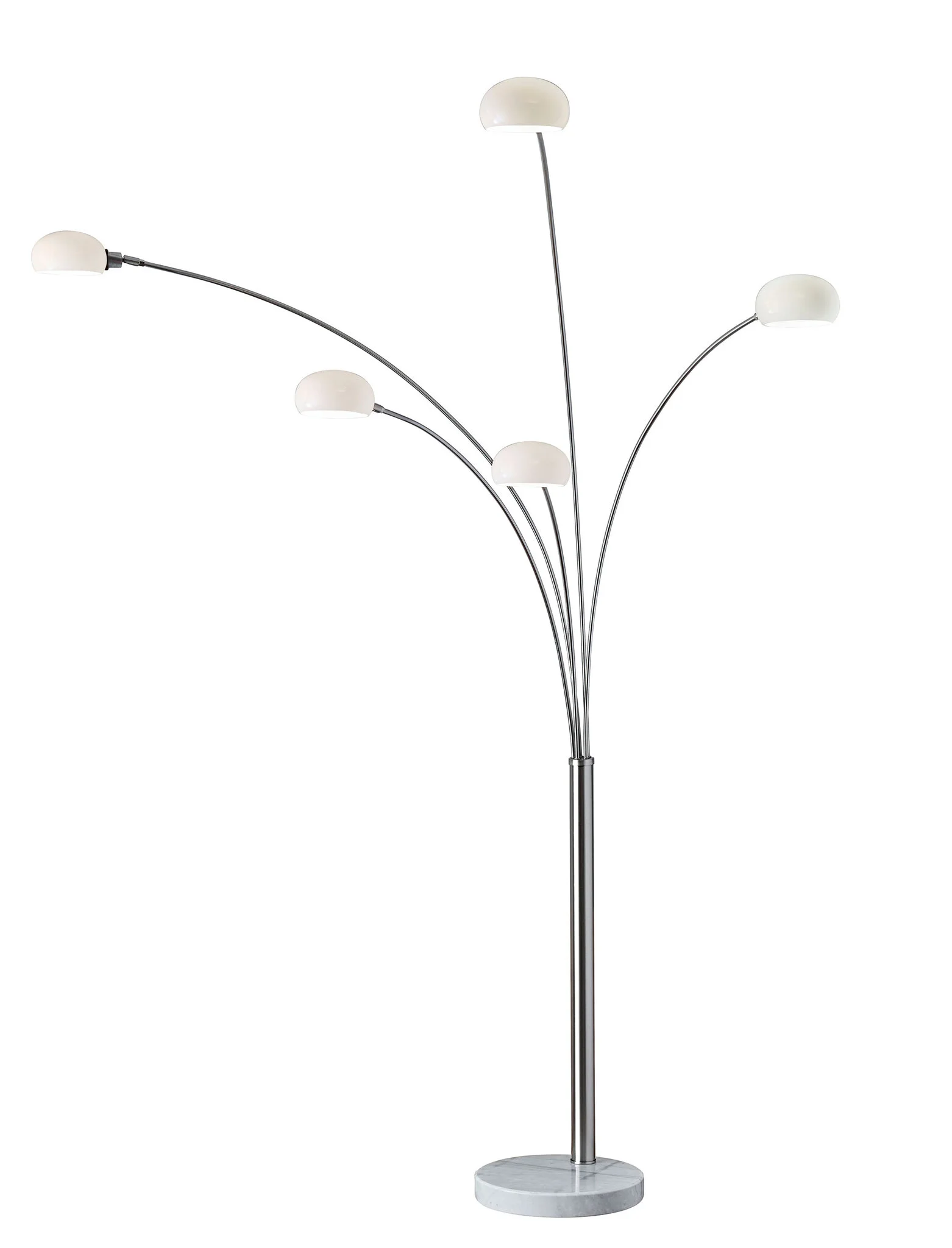 86" Steel Five Light Tree Floor Lamp With White Glass Dome Shade-Floor Lamps-DECOROLALA