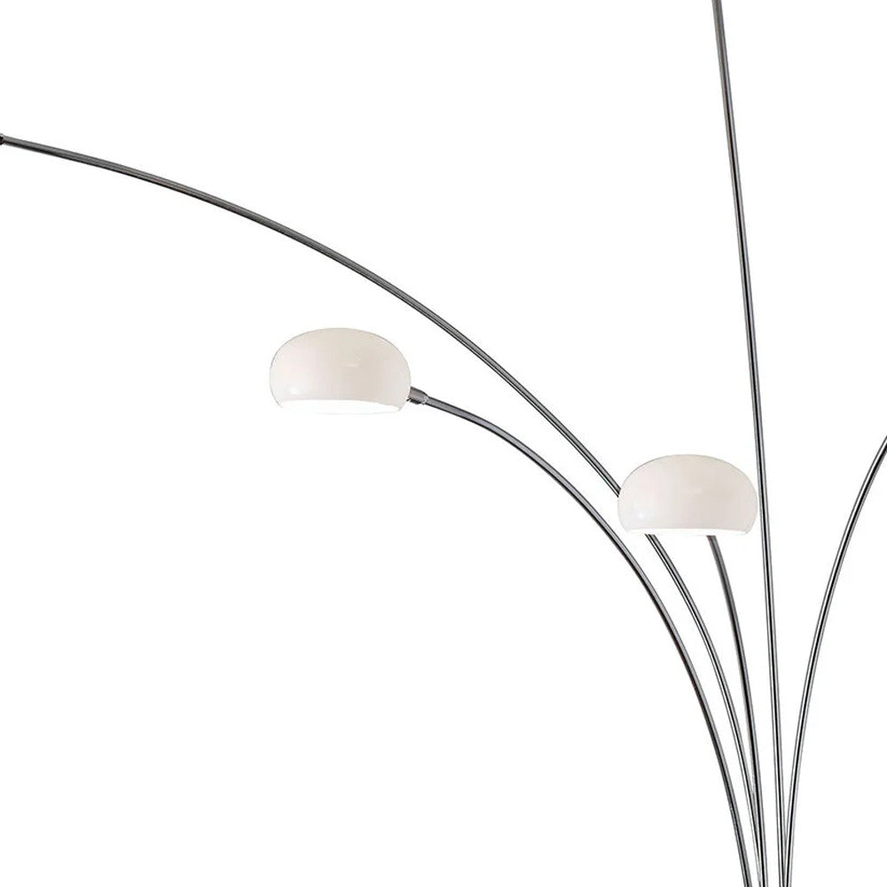 86" Steel Five Light Tree Floor Lamp With White Glass Dome Shade-Floor Lamps-DECOROLALA