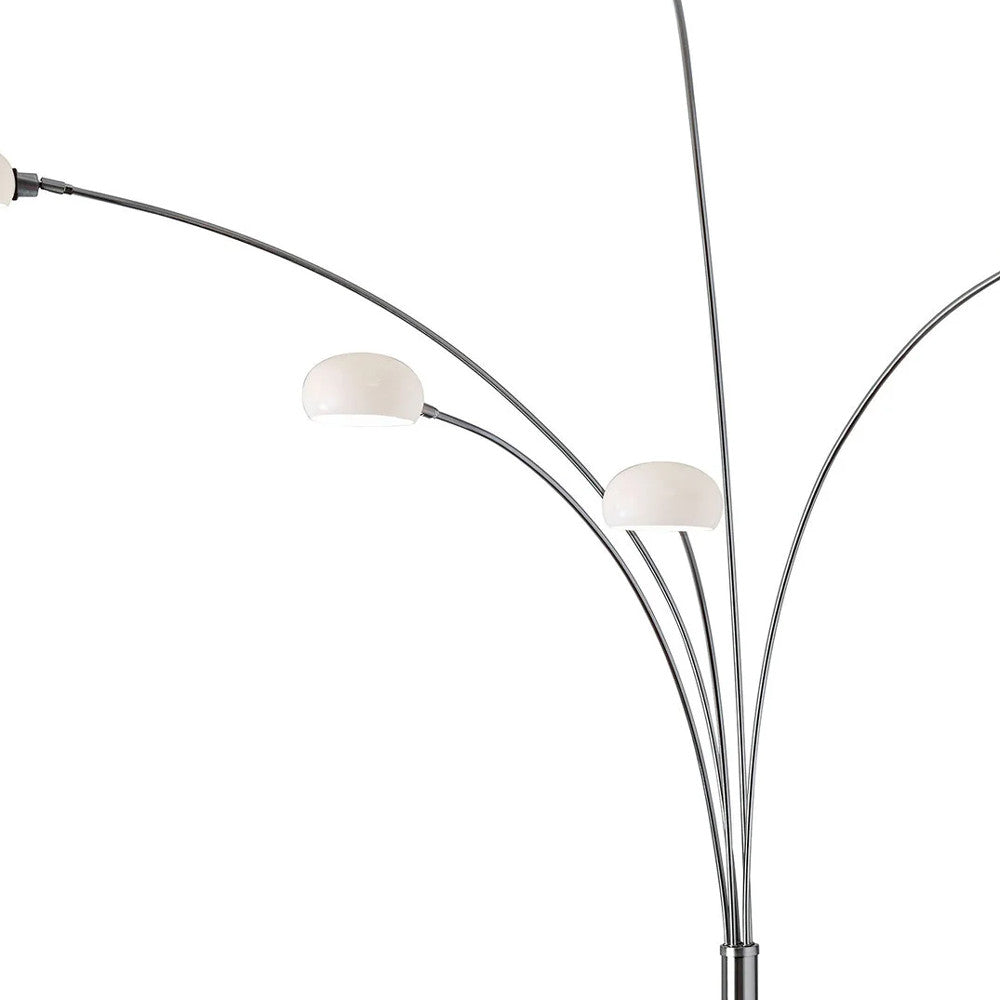 86" Steel Five Light Tree Floor Lamp With White Glass Dome Shade-Floor Lamps-DECOROLALA