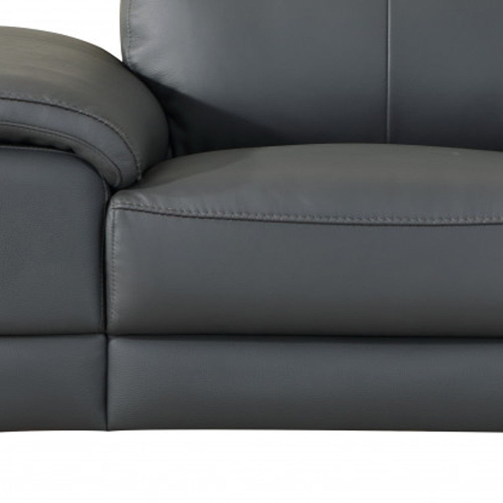 87" Gray And Silver Faux Leather Club Chair-Accent Chairs-DECOROLALA