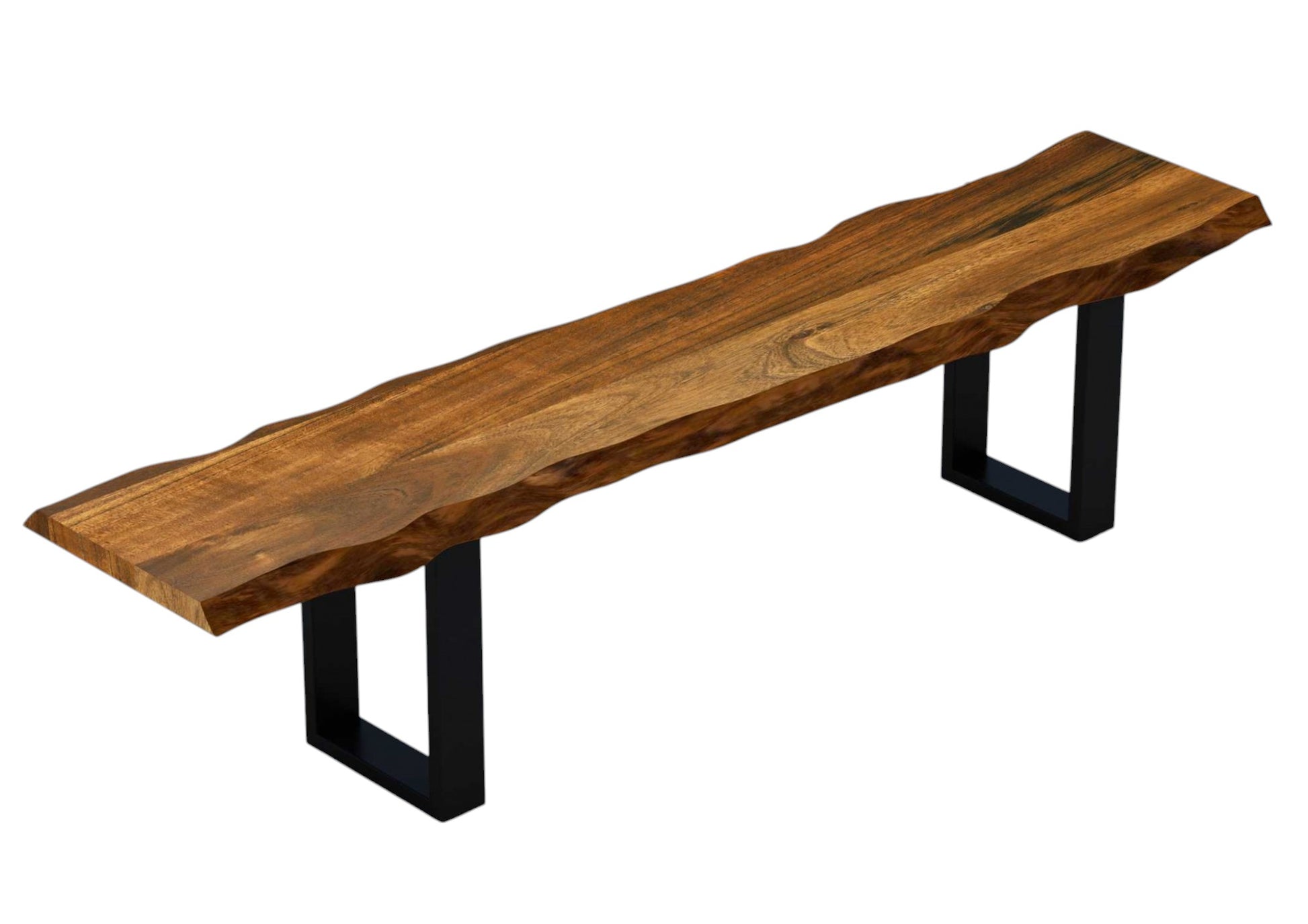 87" Live Edge Acacia Wood Bench With Black Metal Legs-Benches-DECOROLALA