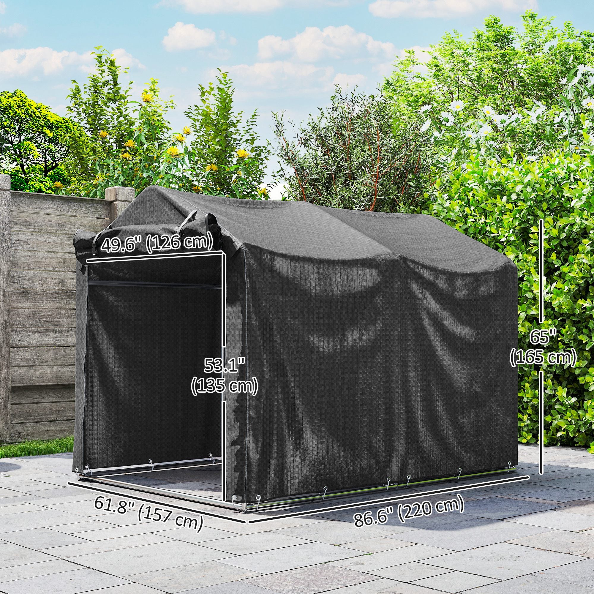 87" Outdoor Bike Storage Shed - Black Portable Tent-Patio & Garden > Lawn & Garden > Sheds > Portable Shed-DECOROLALA