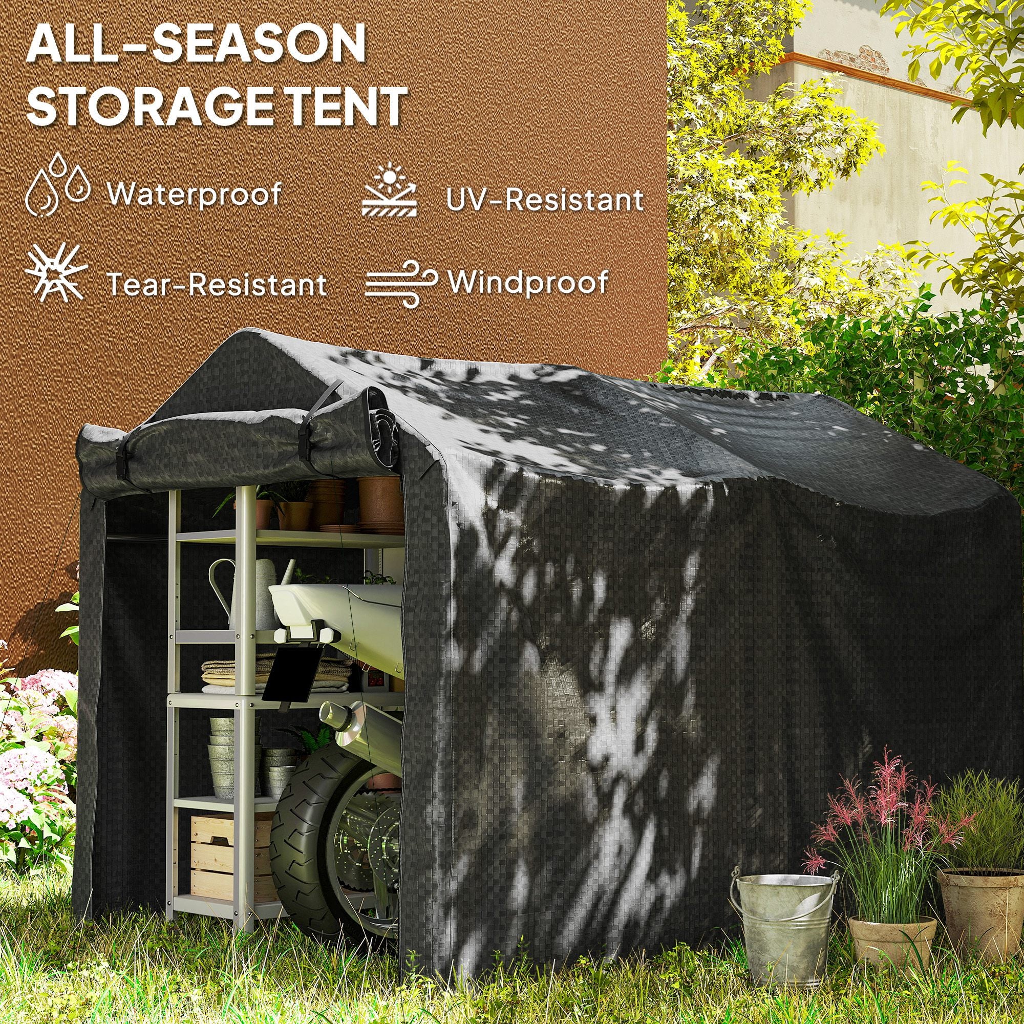 87" Outdoor Bike Storage Shed - Black Portable Tent-Patio & Garden > Lawn & Garden > Sheds > Portable Shed-DECOROLALA