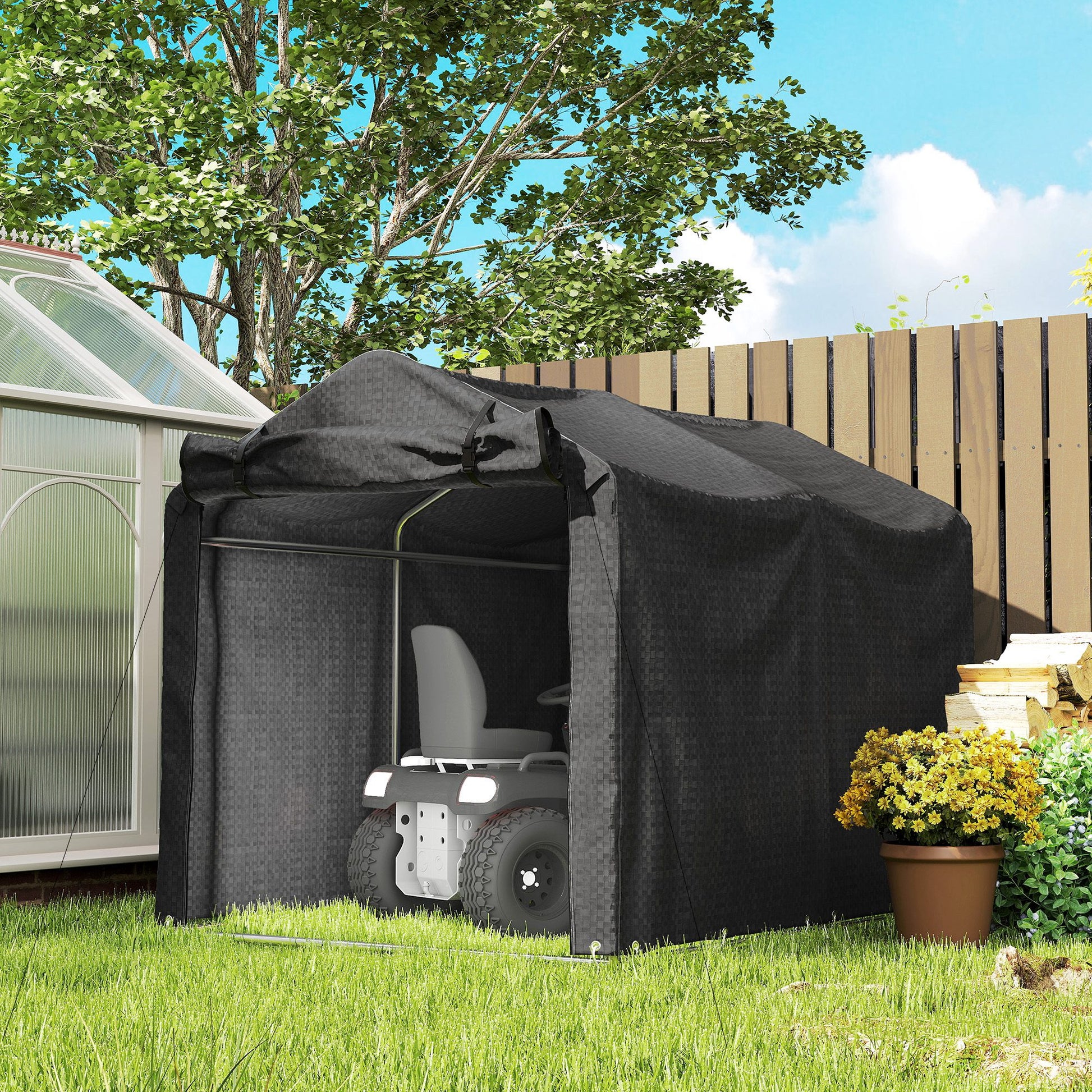 87" Outdoor Bike Storage Shed - Black Portable Tent-Patio & Garden > Lawn & Garden > Sheds > Portable Shed-DECOROLALA