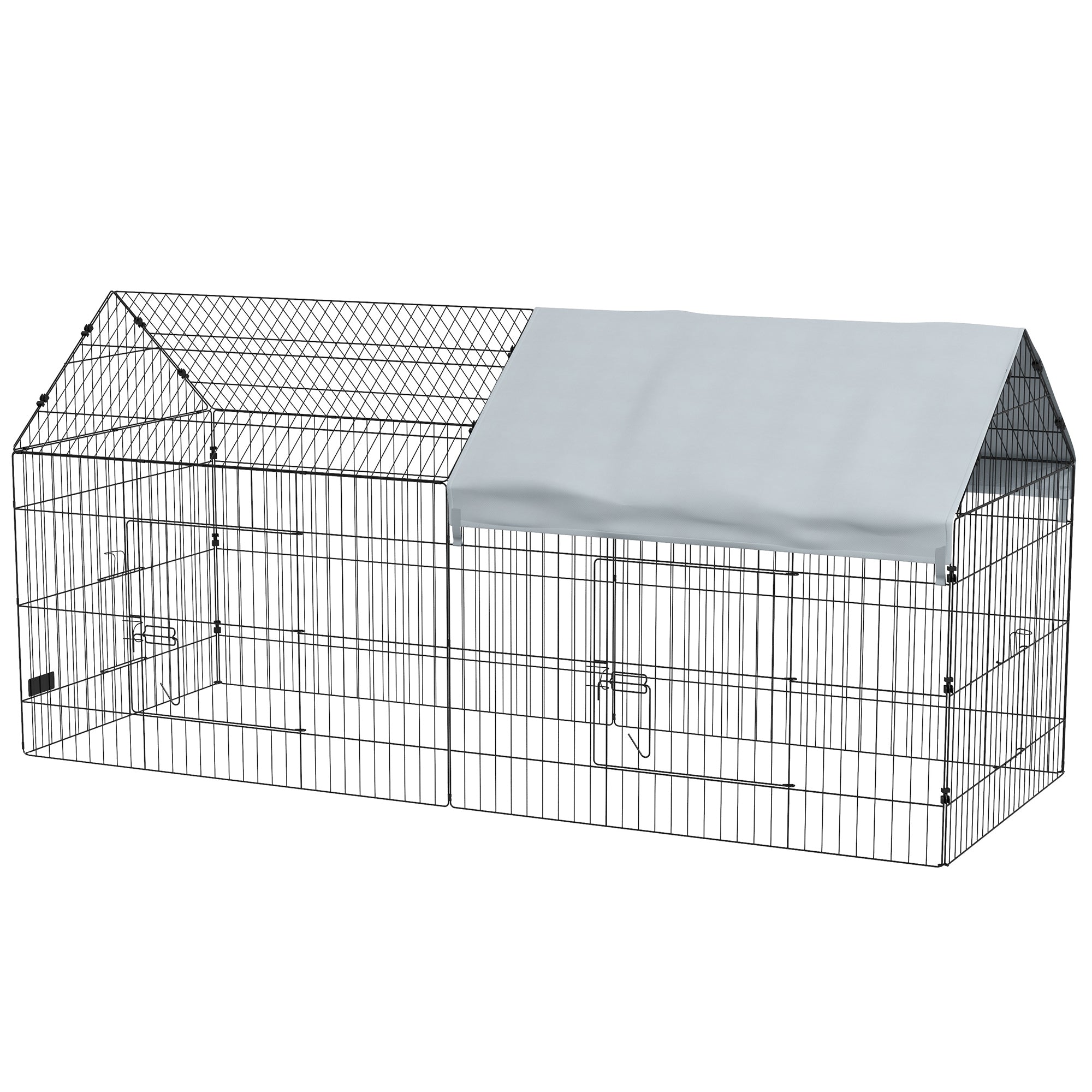 87" Small Animal Cage with Roof, Indoor/Outdoor Use, for Chicken, Rabbits, Chinchillas, Silver-Small Animals-DECOROLALA