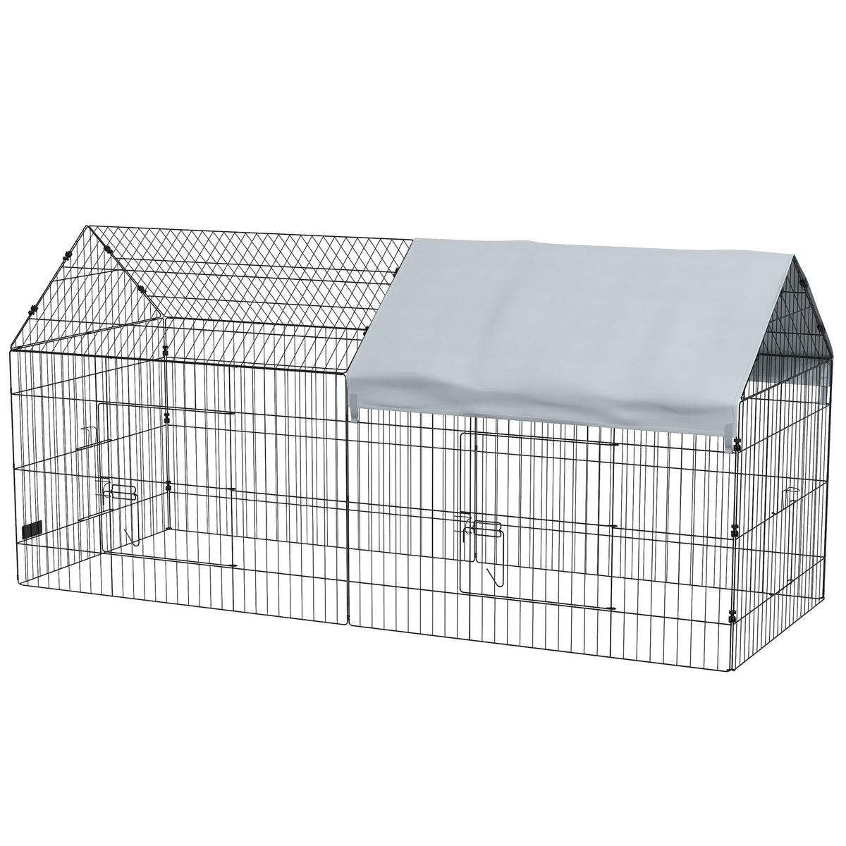 87" Small Animal Cage with UV Roof - Silver Steel Pet Run-Small Animals-DECOROLALA