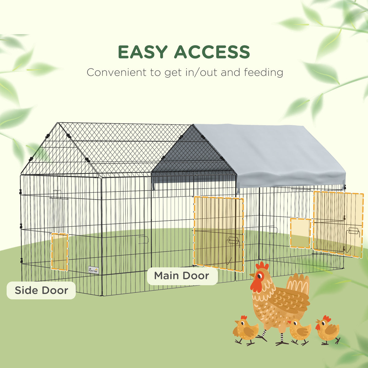 87" Small Animal Cage with UV Roof - Silver Steel Pet Run-Small Animals-DECOROLALA