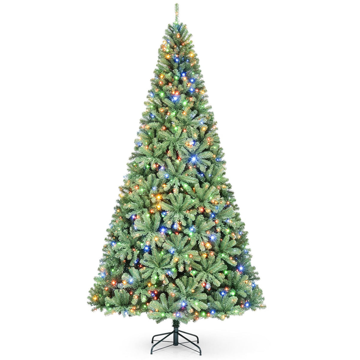 8/7/6/9/5/4 FT Artificial Christmas Tree with 2 Lighting Colors and Folding Metal Stand-XL-Christmas Trees-DECOROLALA