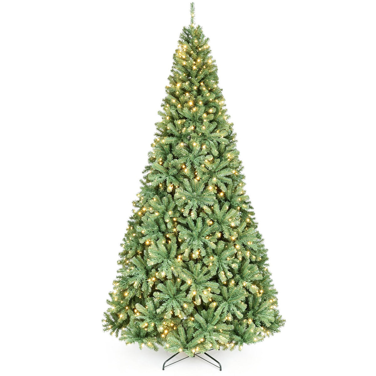 8/7/6/9/5/4 FT Artificial Christmas Tree with 2 Lighting Colors and Folding Metal Stand-XL-Christmas Trees-DECOROLALA