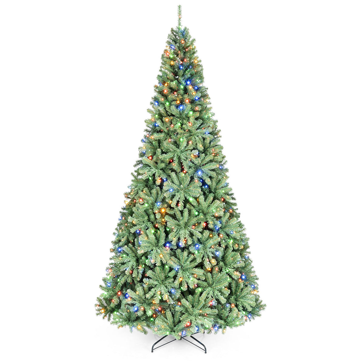8/7/6/9/5/4 FT Artificial Christmas Tree with 2 Lighting Colors and Folding Metal Stand-XL-Christmas Trees-DECOROLALA