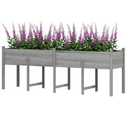 88" Wooden Raised Garden Bed - Grey Fir Wood Planter-DECOROLALA