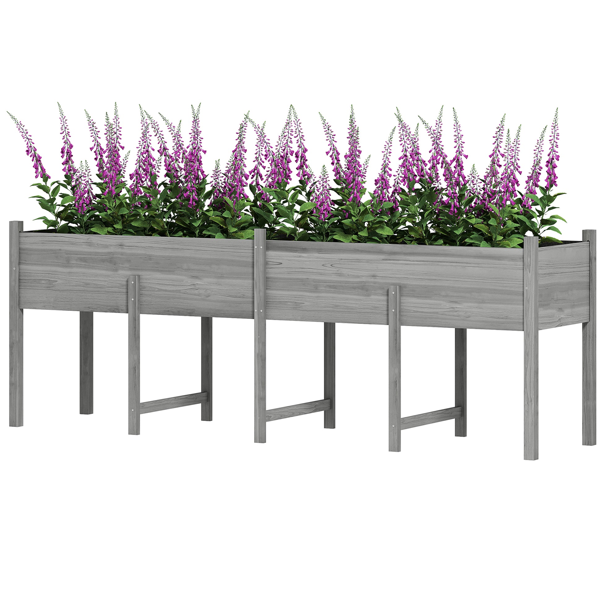 88" Wooden Raised Garden Bed - Grey Fir Wood Planter-DECOROLALA