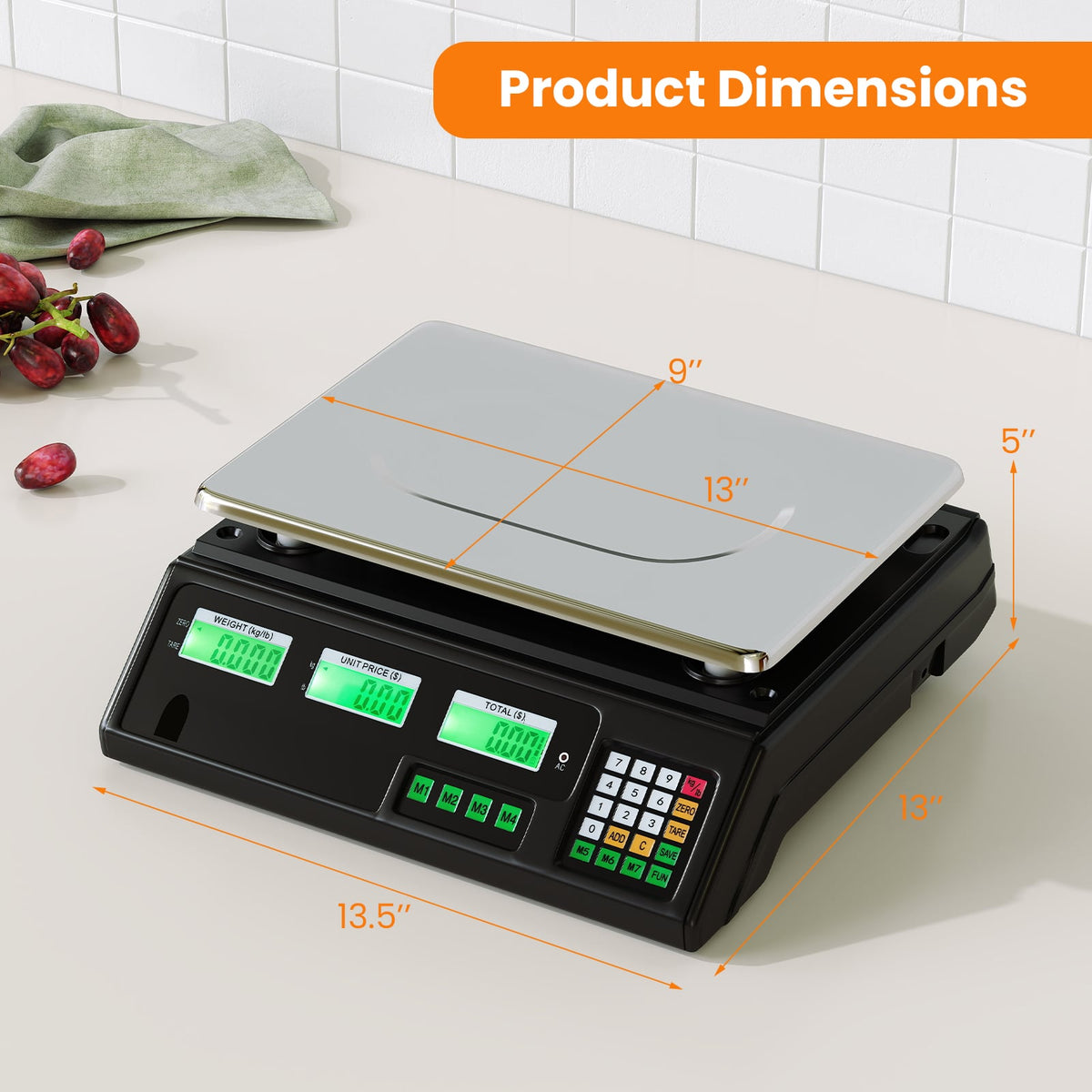 88lb Price Computing Scale Digital Commercial Food Scale with Counting Function-Kitchen Tools-DECOROLALA