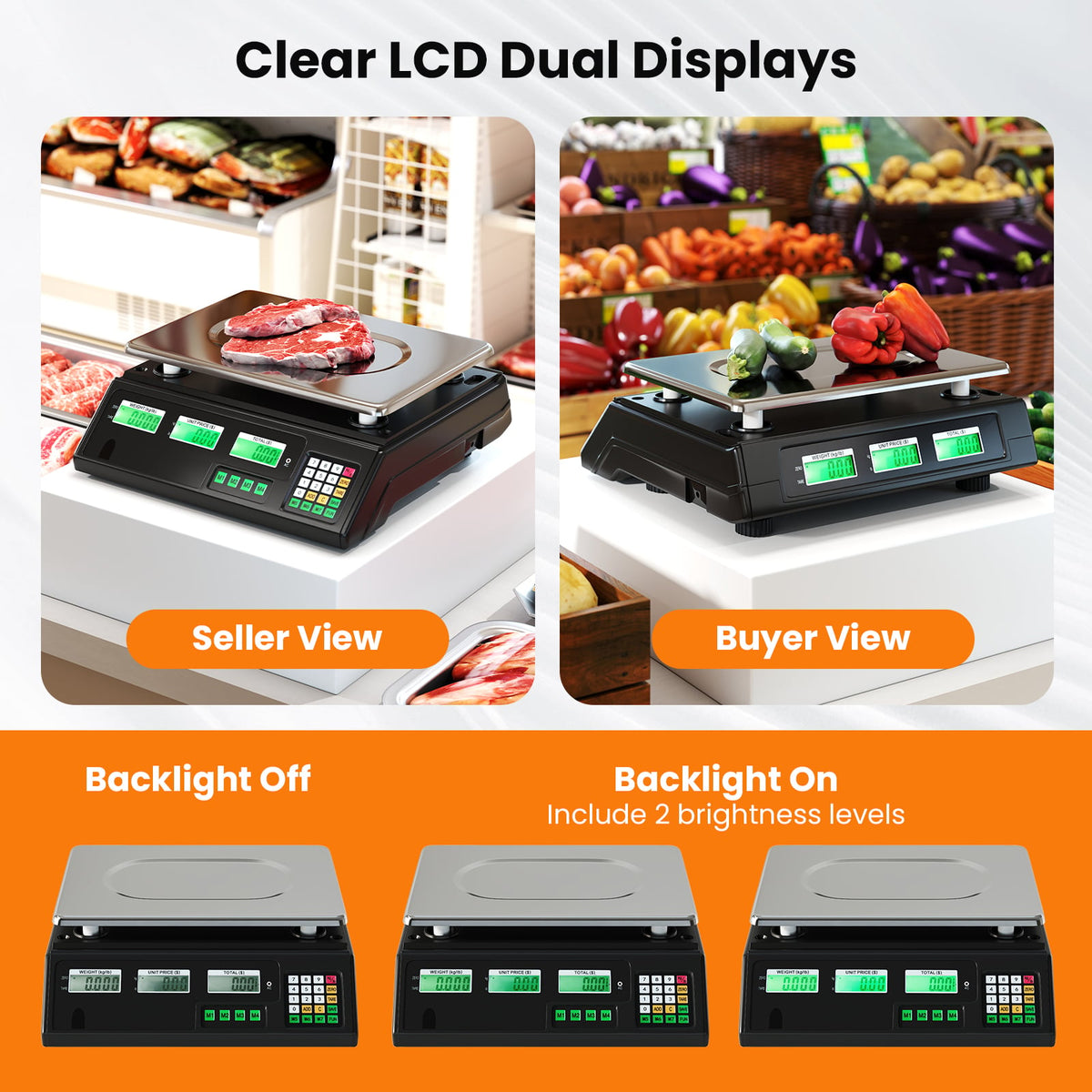 88lb Price Computing Scale Digital Commercial Food Scale with Counting Function-Kitchen Tools-DECOROLALA
