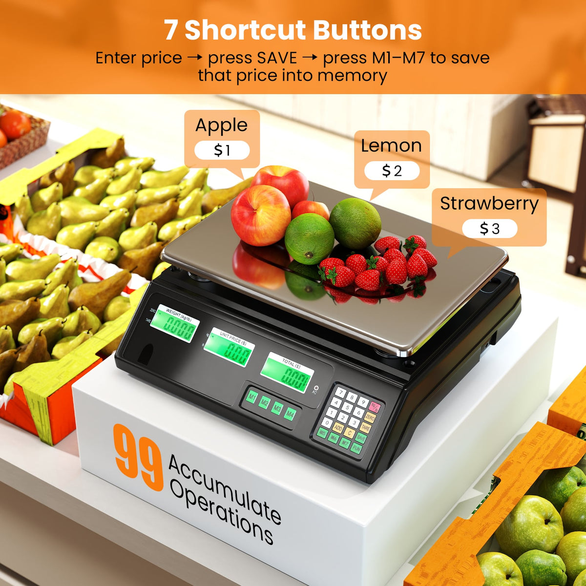 88lb Price Computing Scale Digital Commercial Food Scale with Counting Function-Kitchen Tools-DECOROLALA