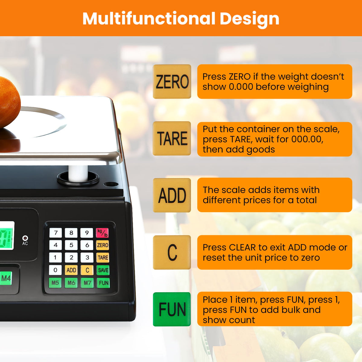 88lb Price Computing Scale Digital Commercial Food Scale with Counting Function-Kitchen Tools-DECOROLALA