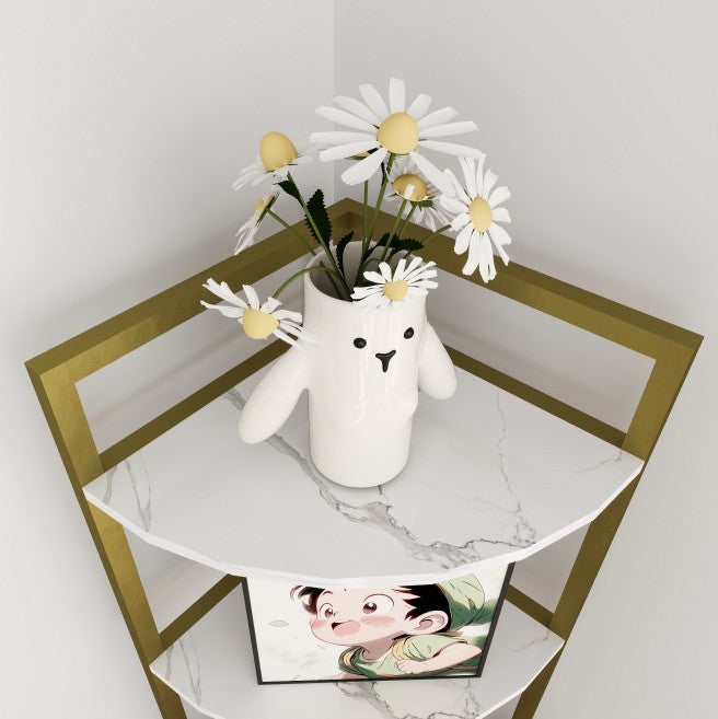 6-Tier Corner Open Shelf Modern Bookcase Wood Rack Freestanding