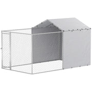 Galvanized Steel Dog Kennel Outdoor with Waterproof & UV-Resistant Cover for Large Dogs, 13.1' x 7.5' x 7.5'