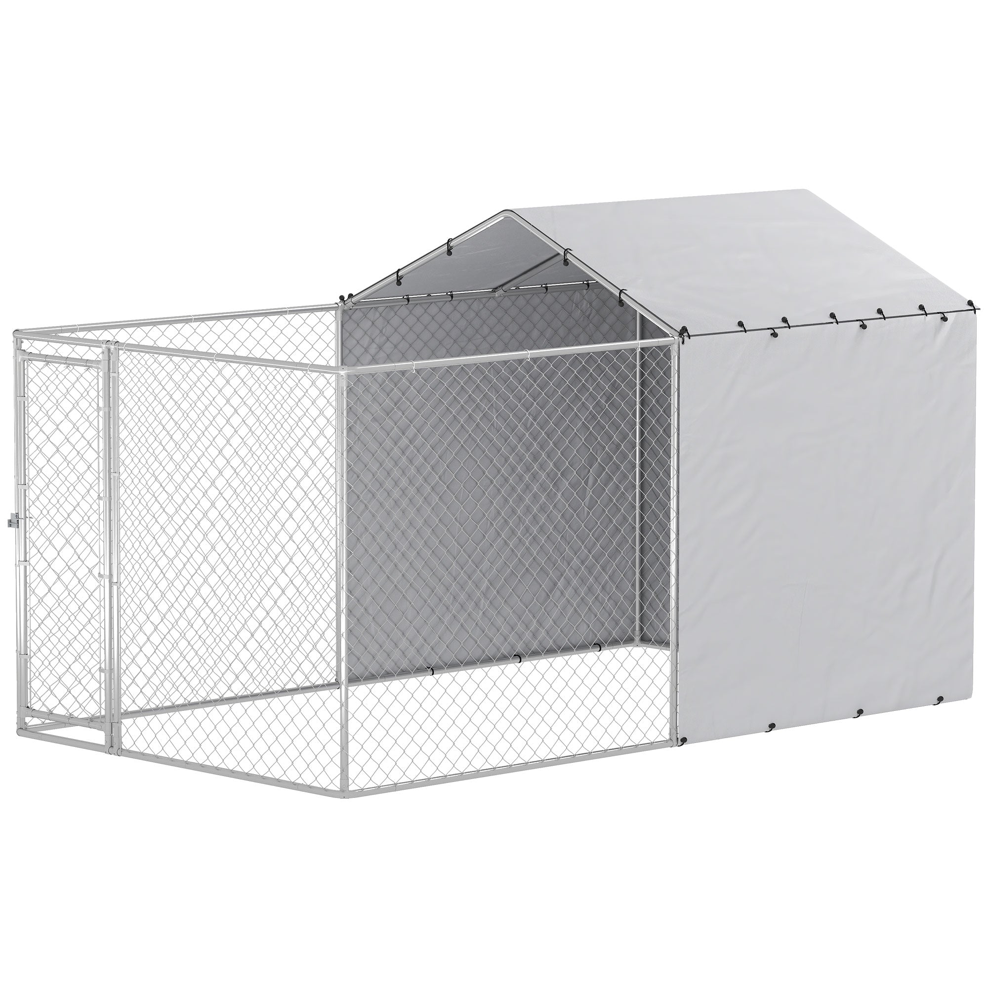Galvanized Steel Dog Kennel Outdoor with Waterproof & UV-Resistant Cover for Large Dogs, 13.1' x 7.5' x 7.5'