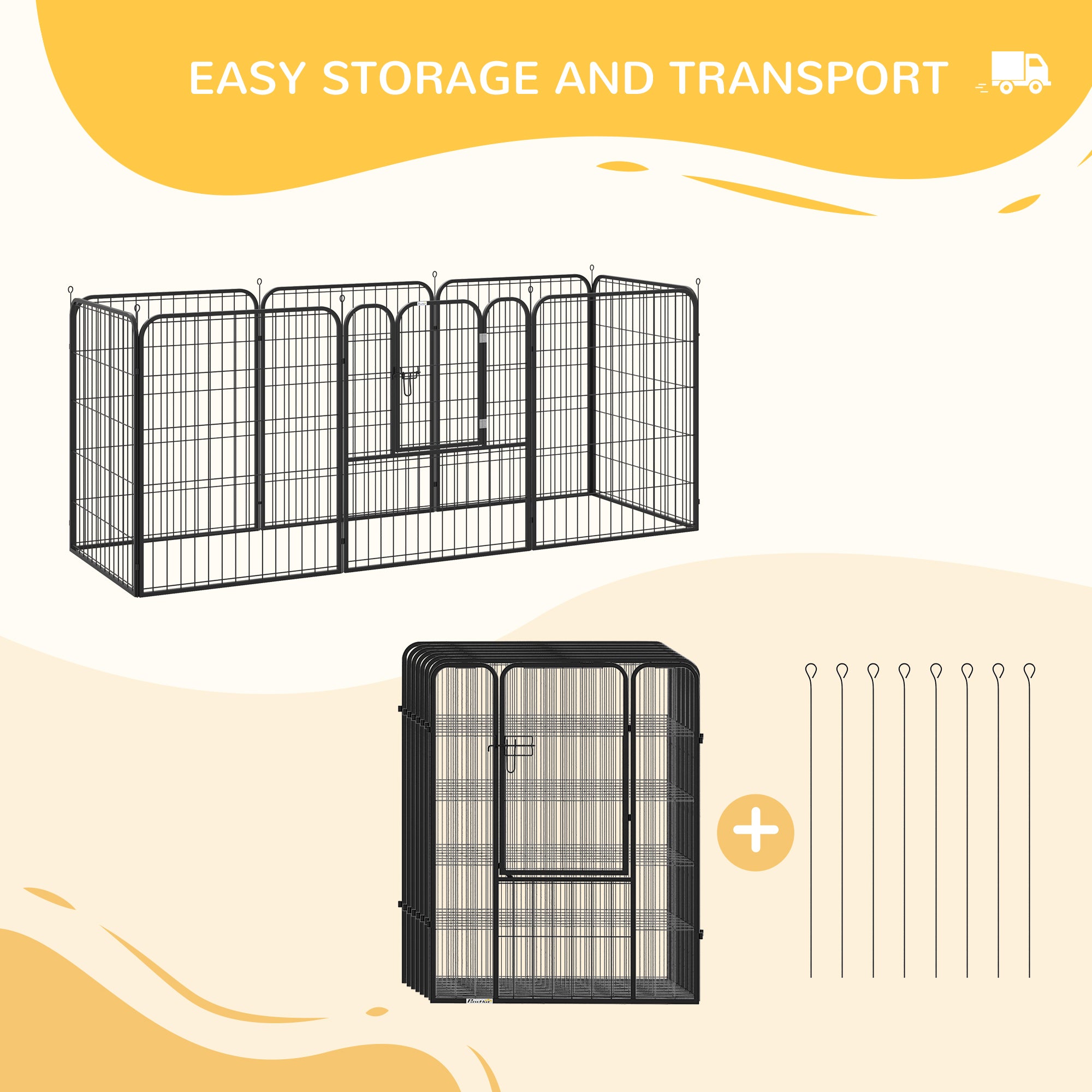8 Panel Pet Playpen Play Yard Fence Home DIY Heavy-Duty Metal Foldable Indoor Outdoor 39"H