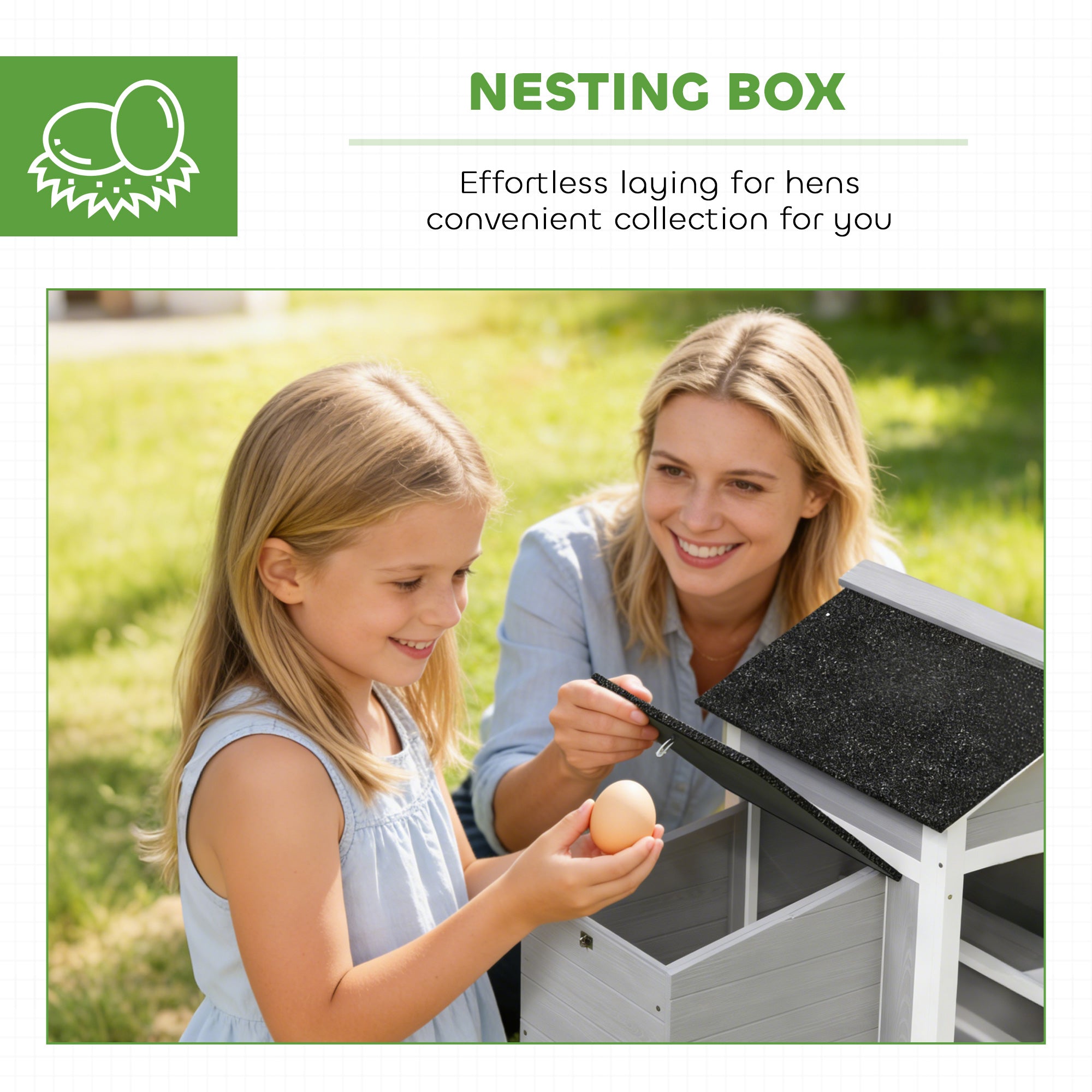 Wooden Chicken Coop with Nesting Box, Pull-out Metal Tray, for 1-2 Chickens, 36" x 25" x 27"
