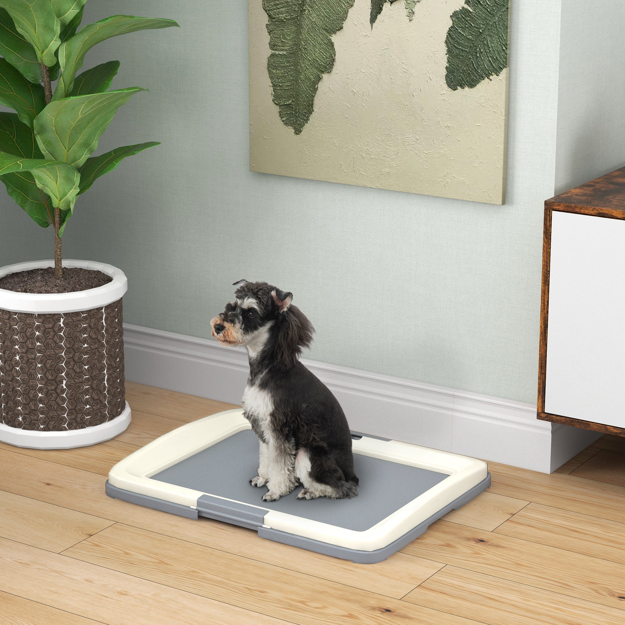 25" x 19" Pee Pad Holder, Dog Potty Tray for Indoor Outdoor, Easy to Clean Dog Training Toilet Pee Pad Tray, Grey