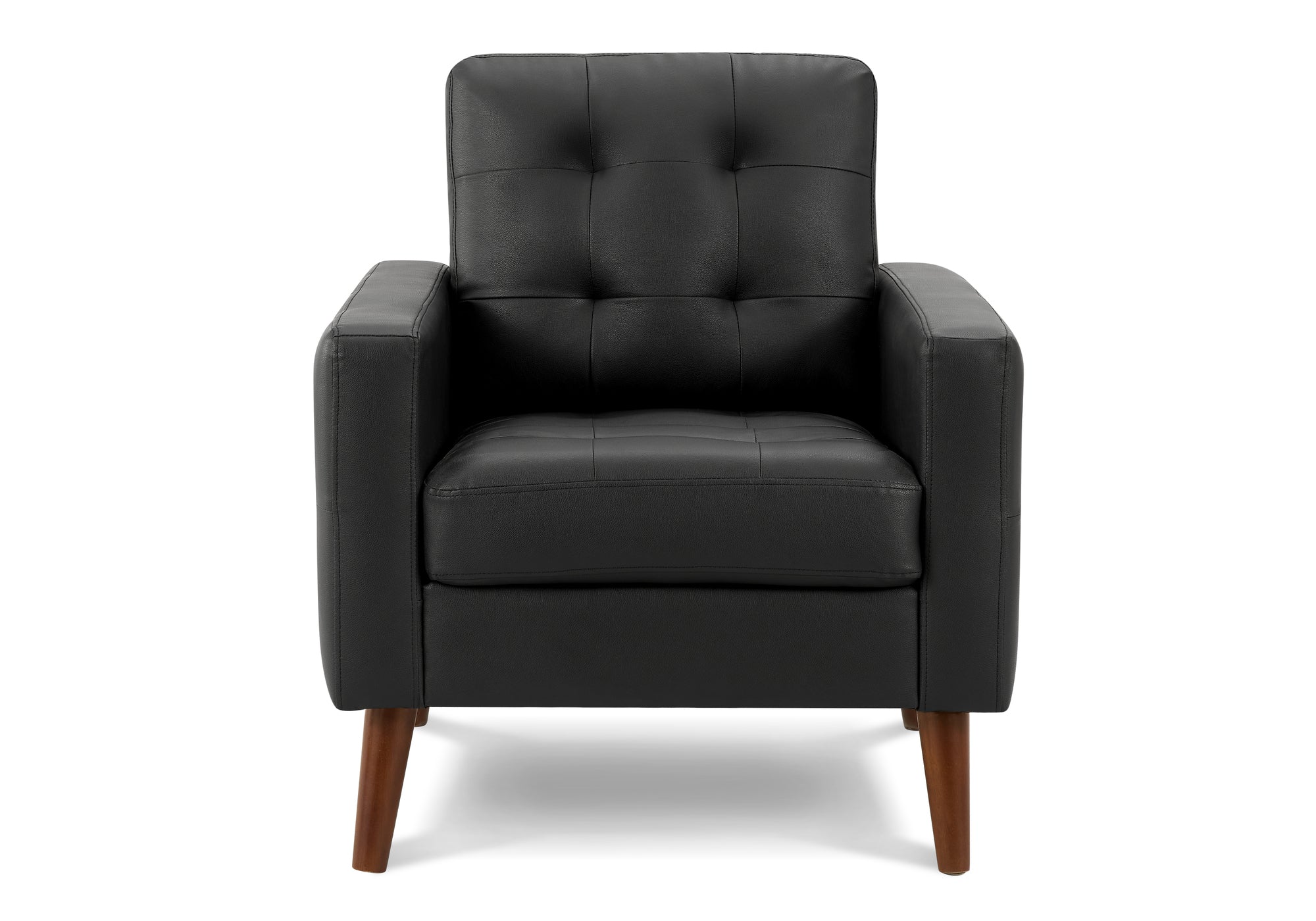 Mid Century Modern Accent Chair - 31" Black Leather Look Walnut