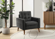 Mid Century Modern Accent Chair - 31" Black Leather Look Walnut