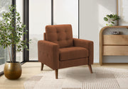 Mid Century Accent Chair - 31" Rust Fabric Walnut Wood Legs