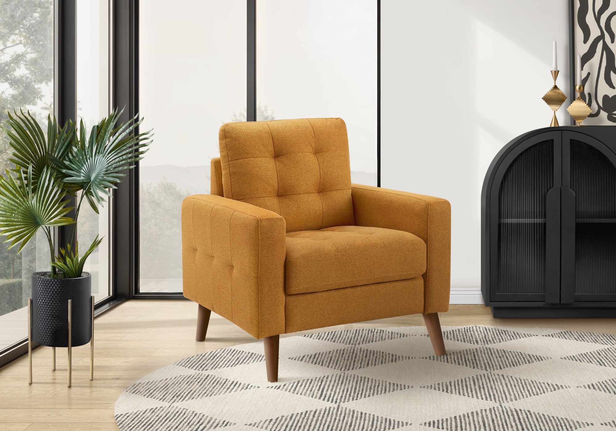 Mid Century Upholstered Accent Chair - 31" Wide Orange Fabric