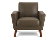 Mid Century Modern Upholstered Accent Chair - Brown Leather Look