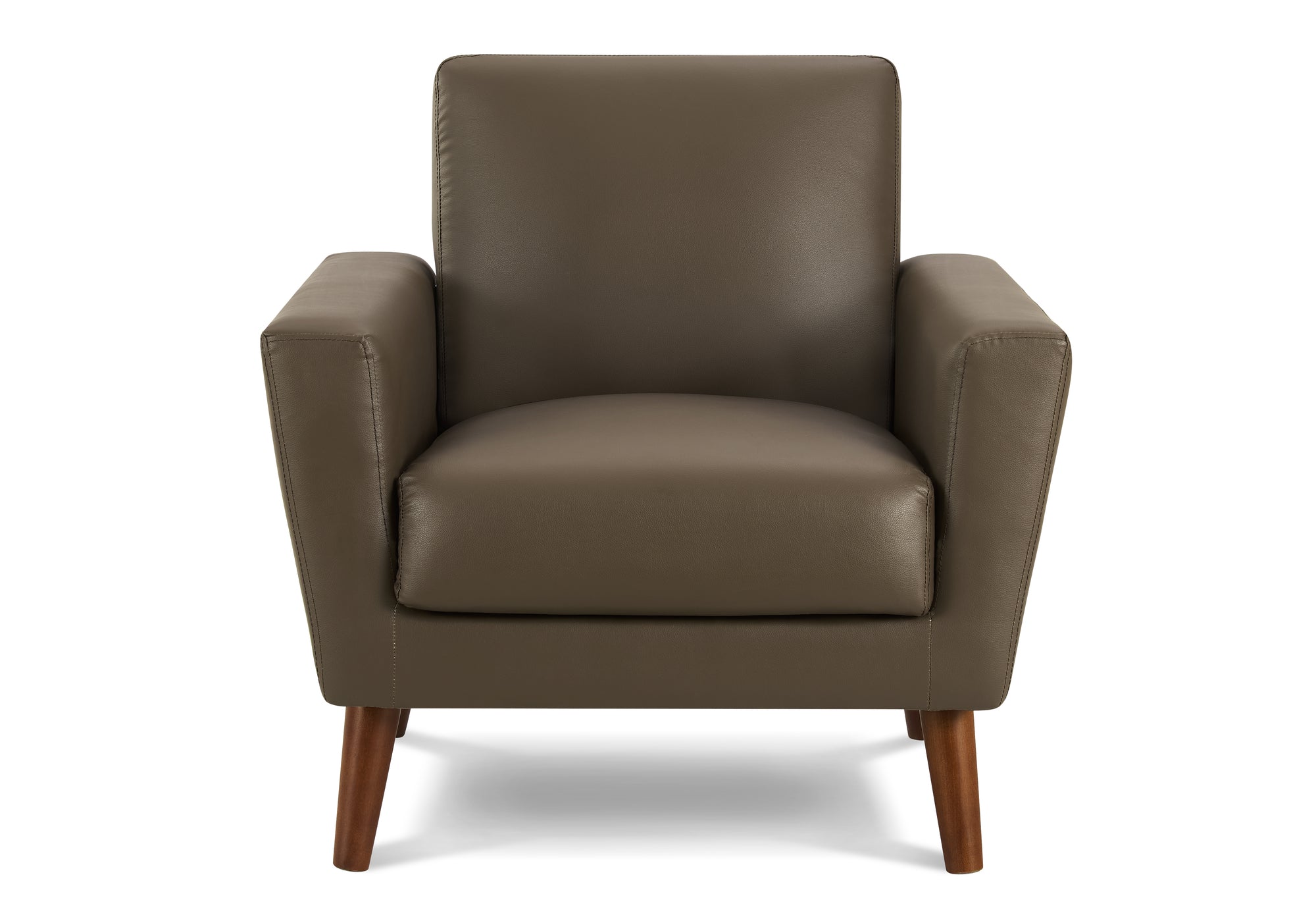 Mid Century Modern Upholstered Accent Chair - Brown Leather Look