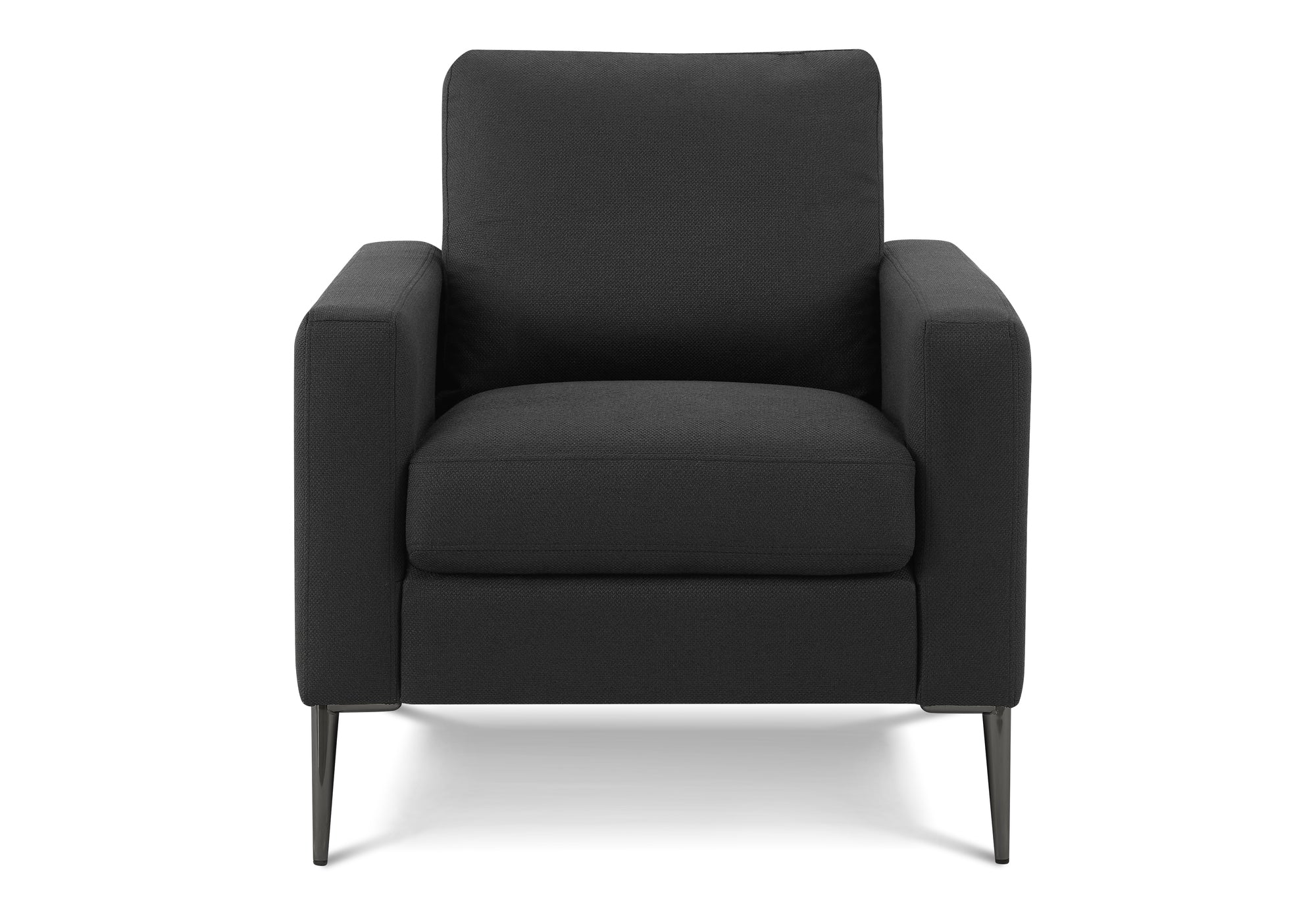 32" Modern Upholstered Accent Chair - Black Fabric Metal Legs
