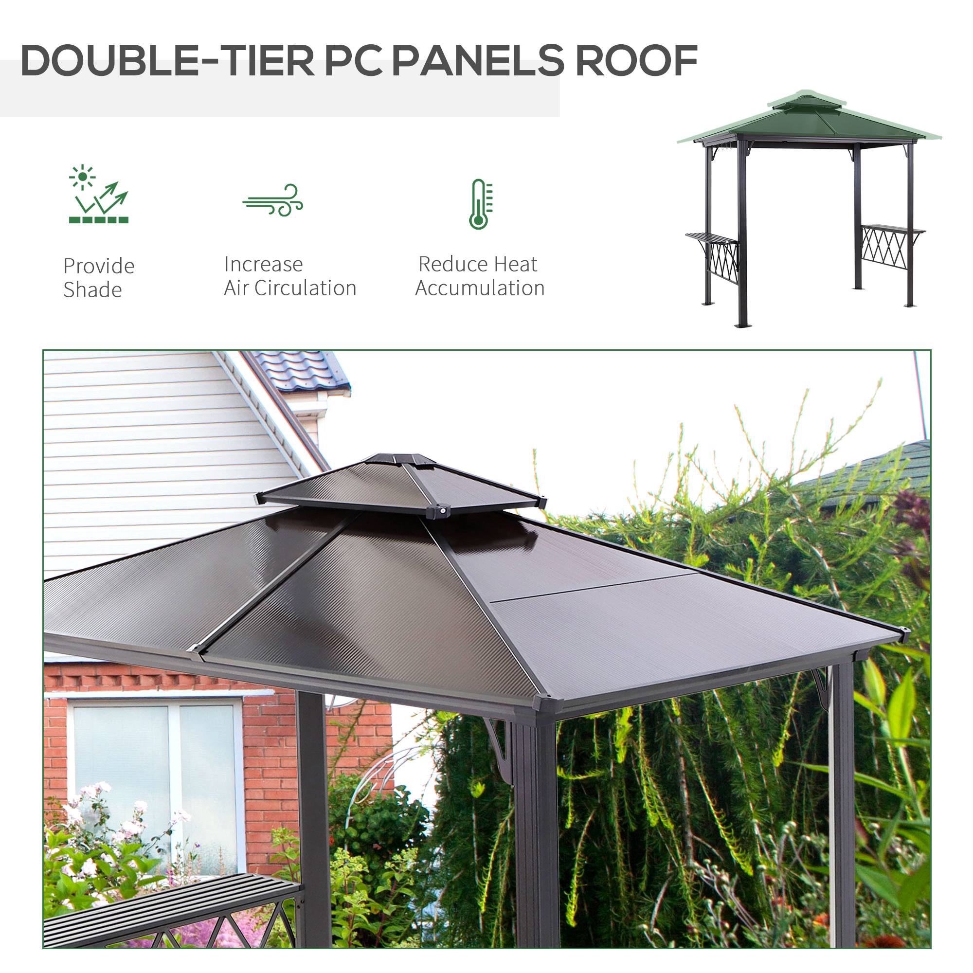 Outdoor Hardtop Grill Gazebo - 9' x 5' Coffee BBQ Canopy