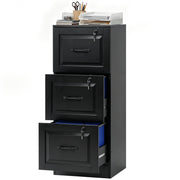 3 Drawer File Cabinet with Lock, Vertical Filing Cabinet with Adjustable Hanging Bars for A4 and Letter Size, Black-Office Products > Office Furniture > Office Cabinets & Cupboards-DECOROLALA