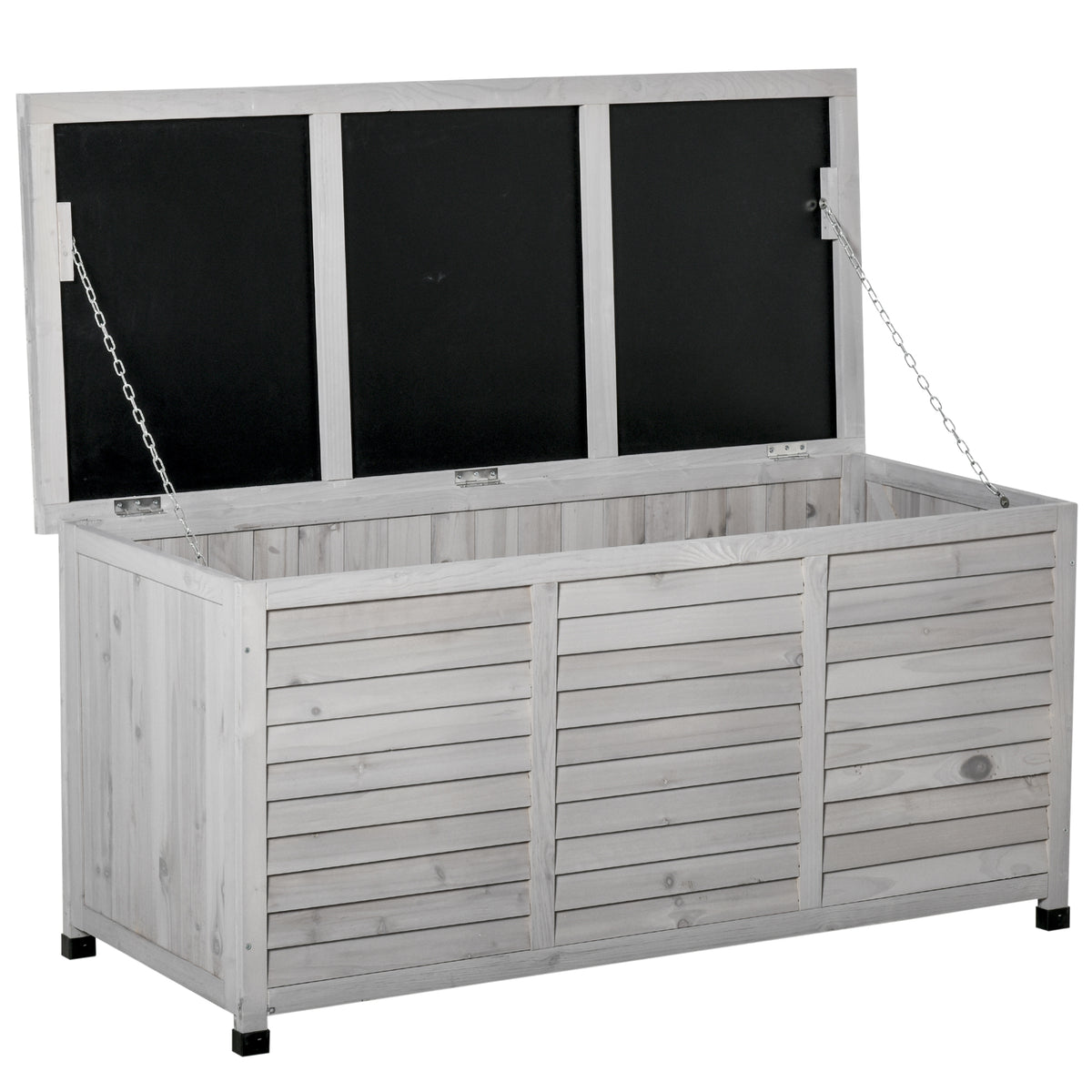 75 Gallon Wood Deck Box - Grey Outdoor Storage Bench
